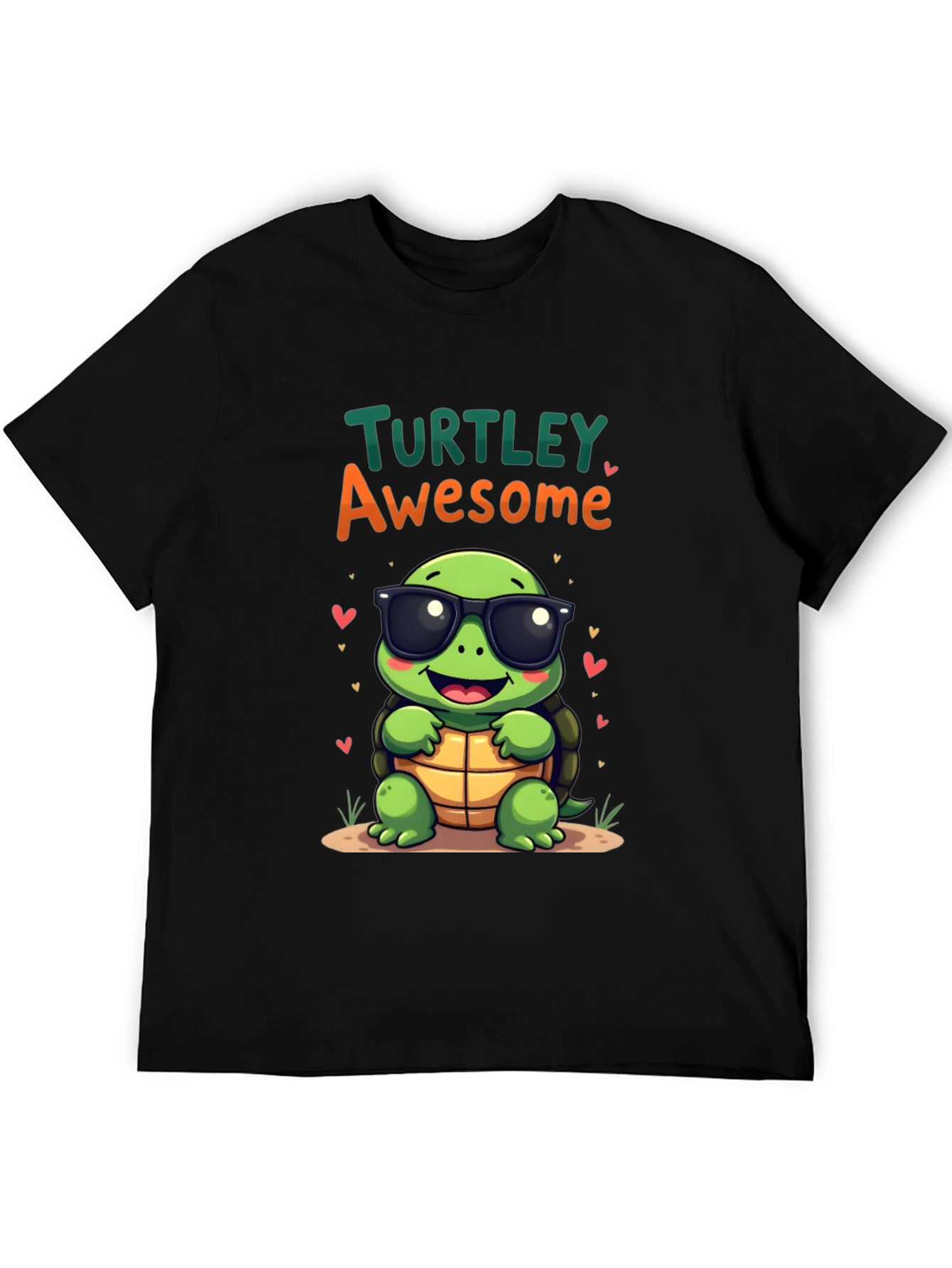 Black Turtley Awesome Graphic Tee - Cute Cartoon Turtle T-Shirt view 5