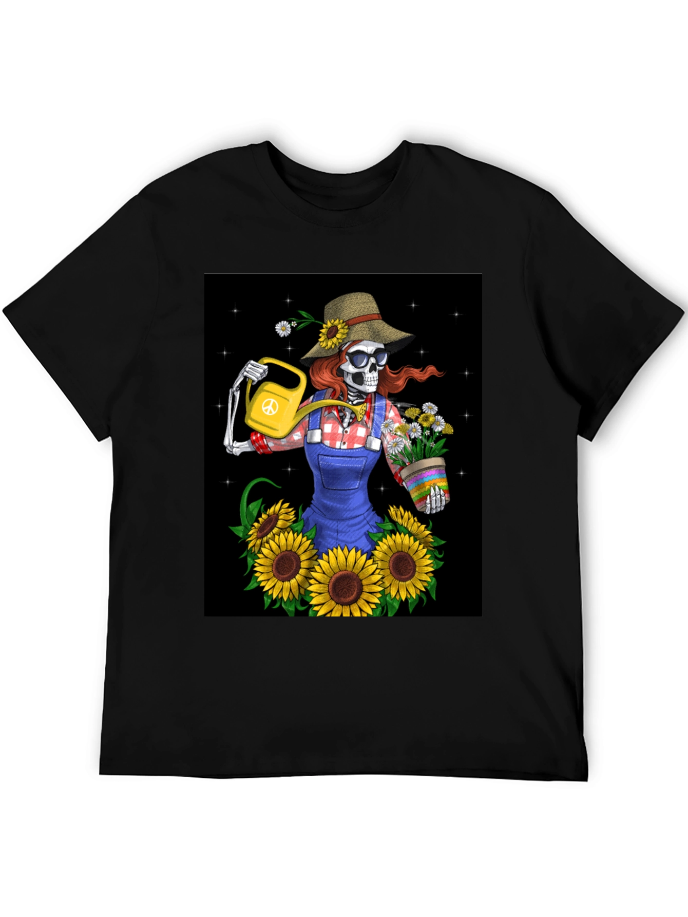 Black Skeleton Gardener Graphic T-Shirt view 5