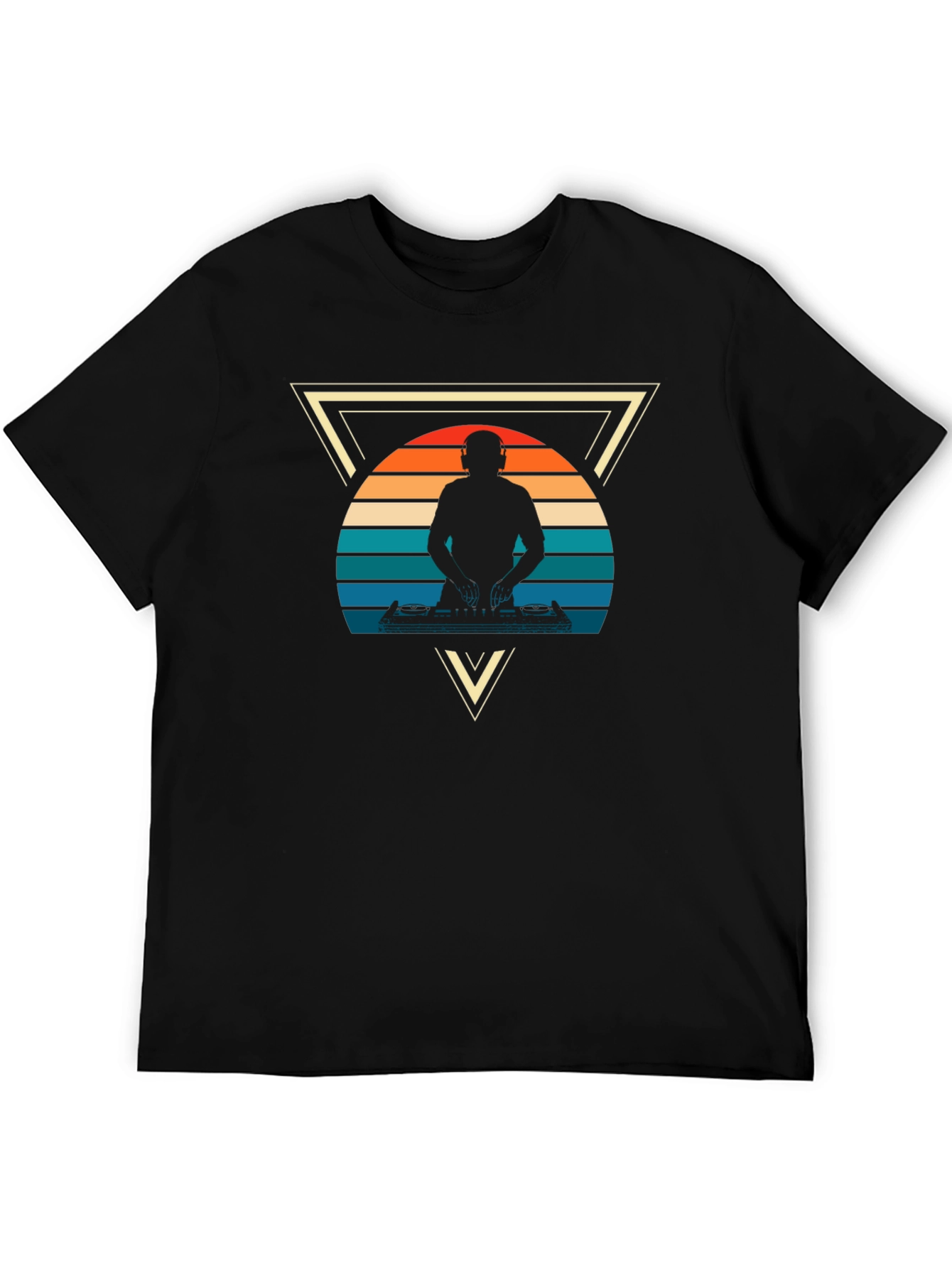 Black Retro DJ Triangle Graphic Tee view 5