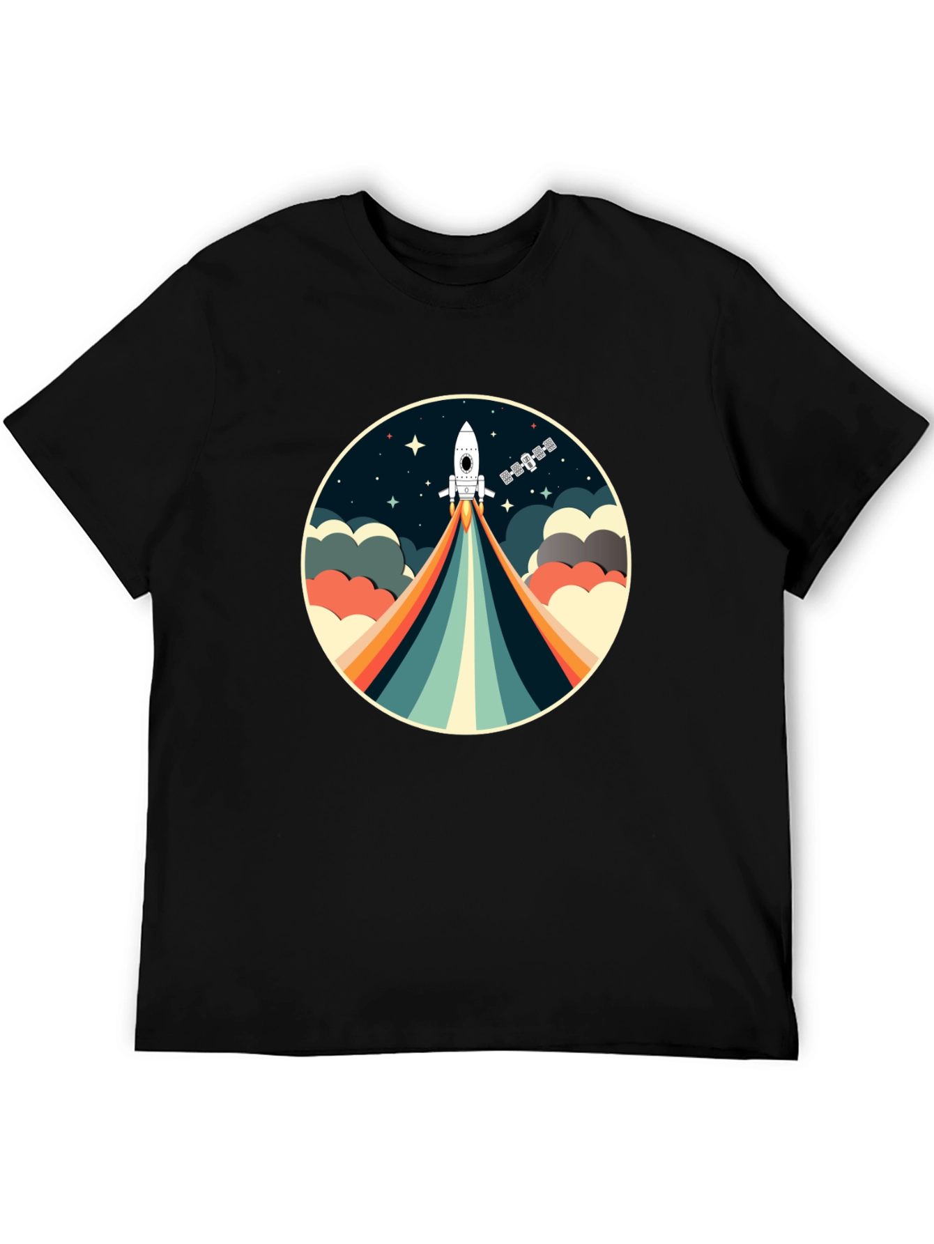 Black Retro Rocket T-Shirt - Space Adventure view 5