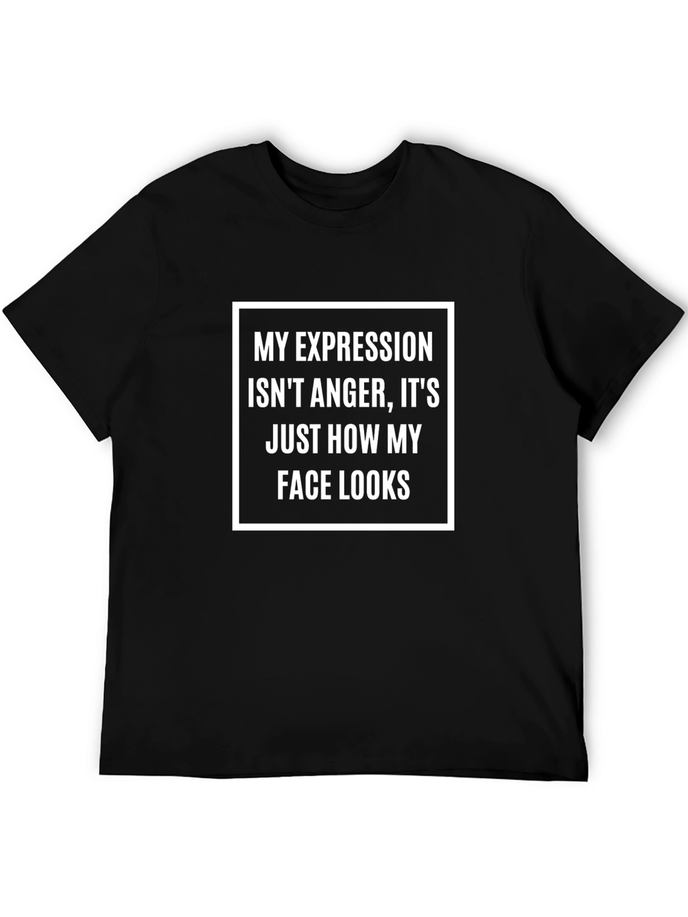 Black Funny "My Expression" Graphic Tee - Black Cotton T-Shirt view 5