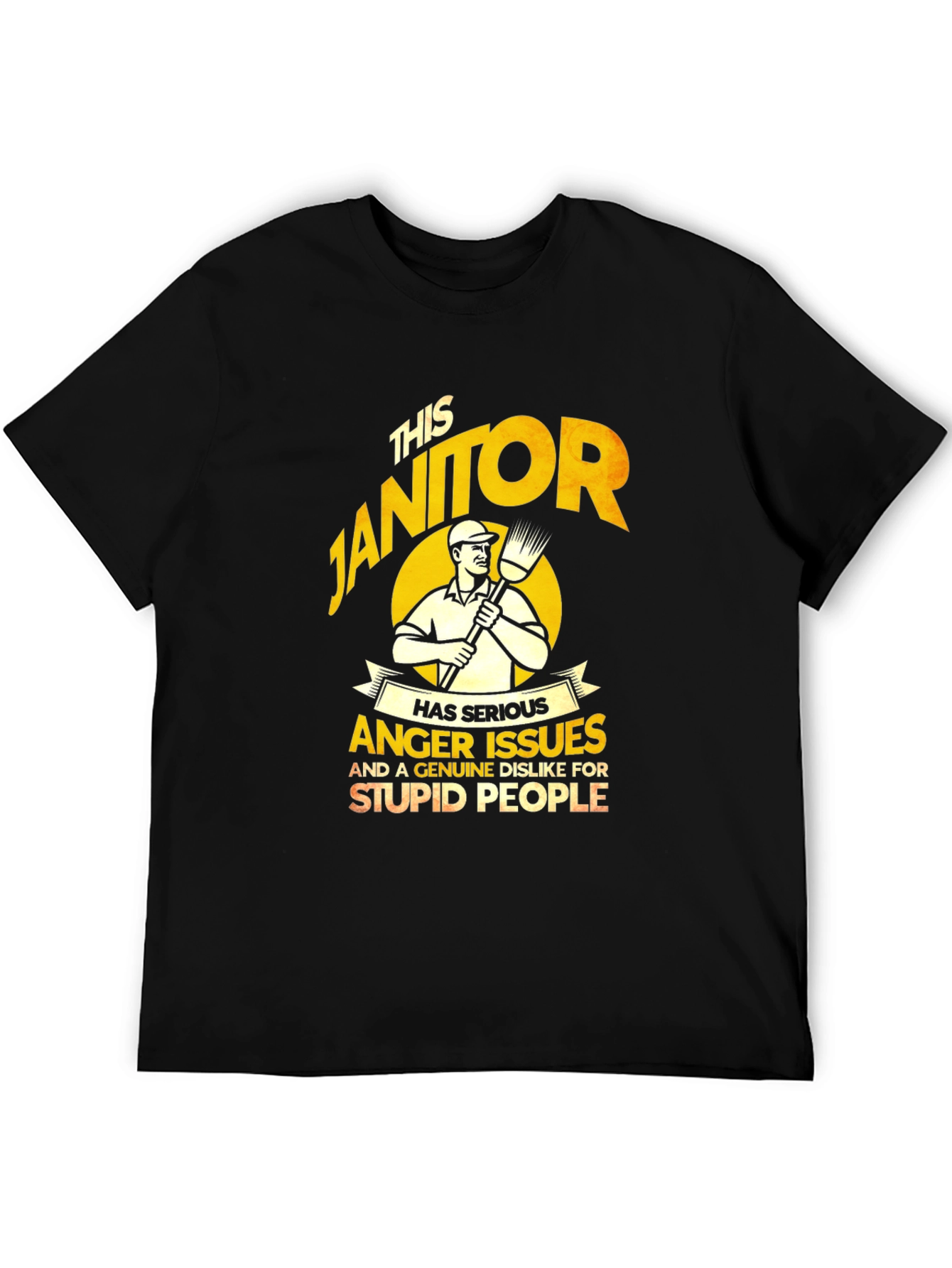 Black Janitor Anger Issues T-Shirt - Funny Novelty Gift view 5