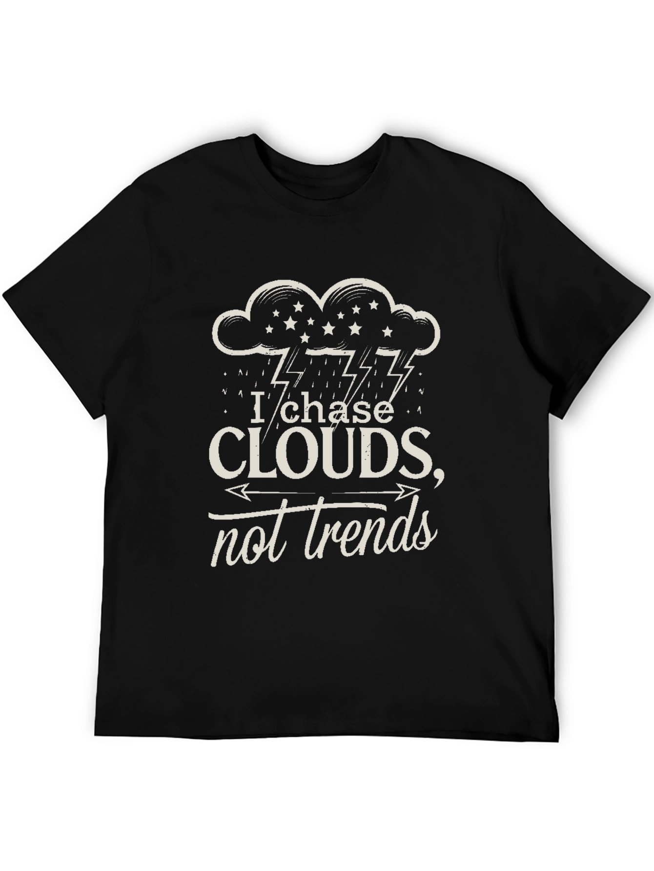 Black I Chase Clouds Tee - Unisex Black Graphic T-Shirt view 5