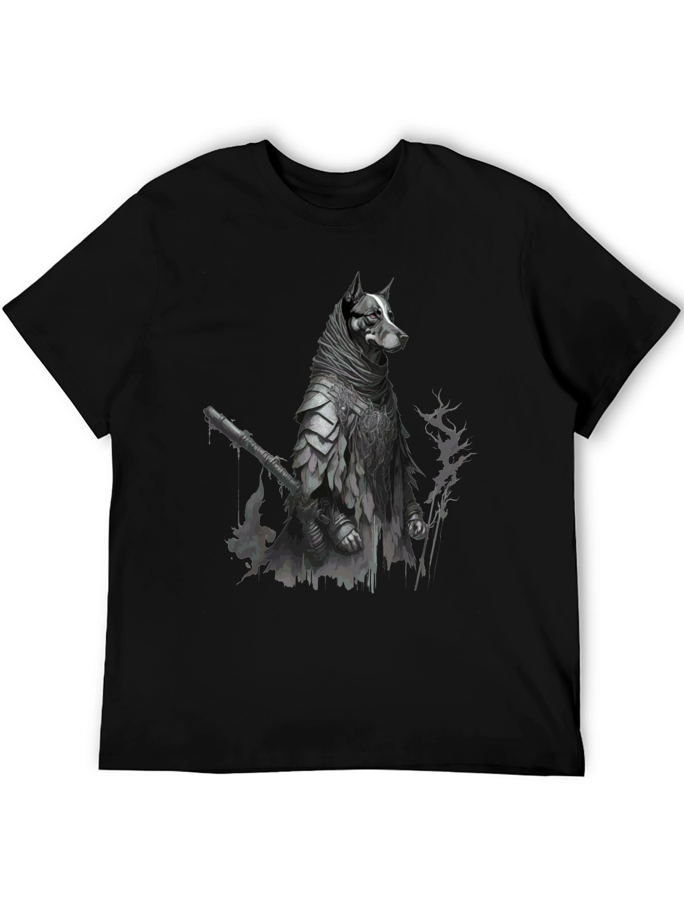 Black Dog Warrior Graphic Tee - Black Cotton Blend view 5