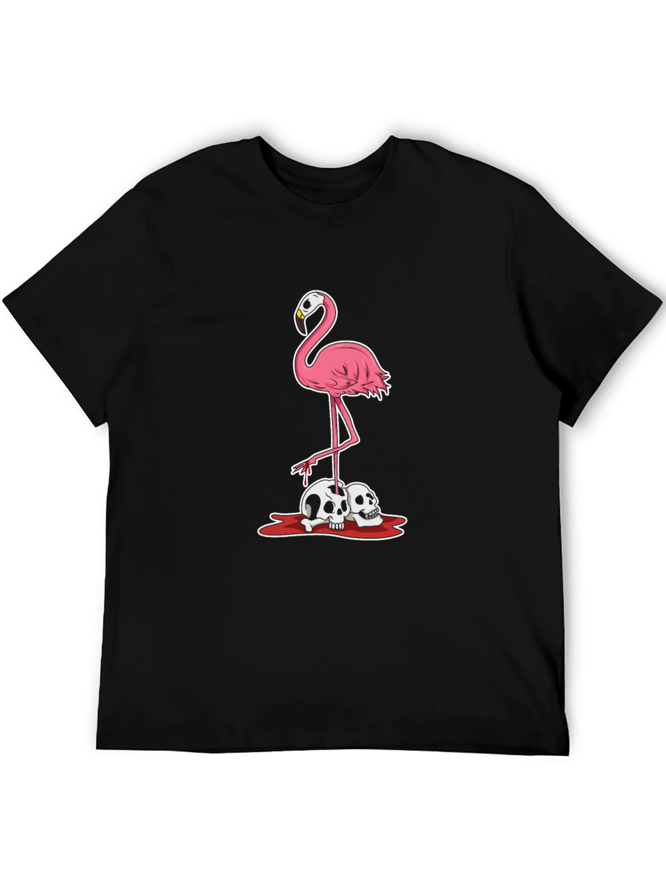 Black Flamingo Skull T-Shirt - Dark Humor Graphic Tee view 5