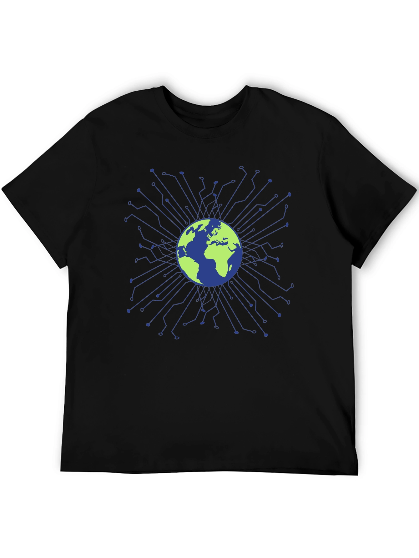 Black Global Tech Circuit T-Shirt - Earth Design view 5