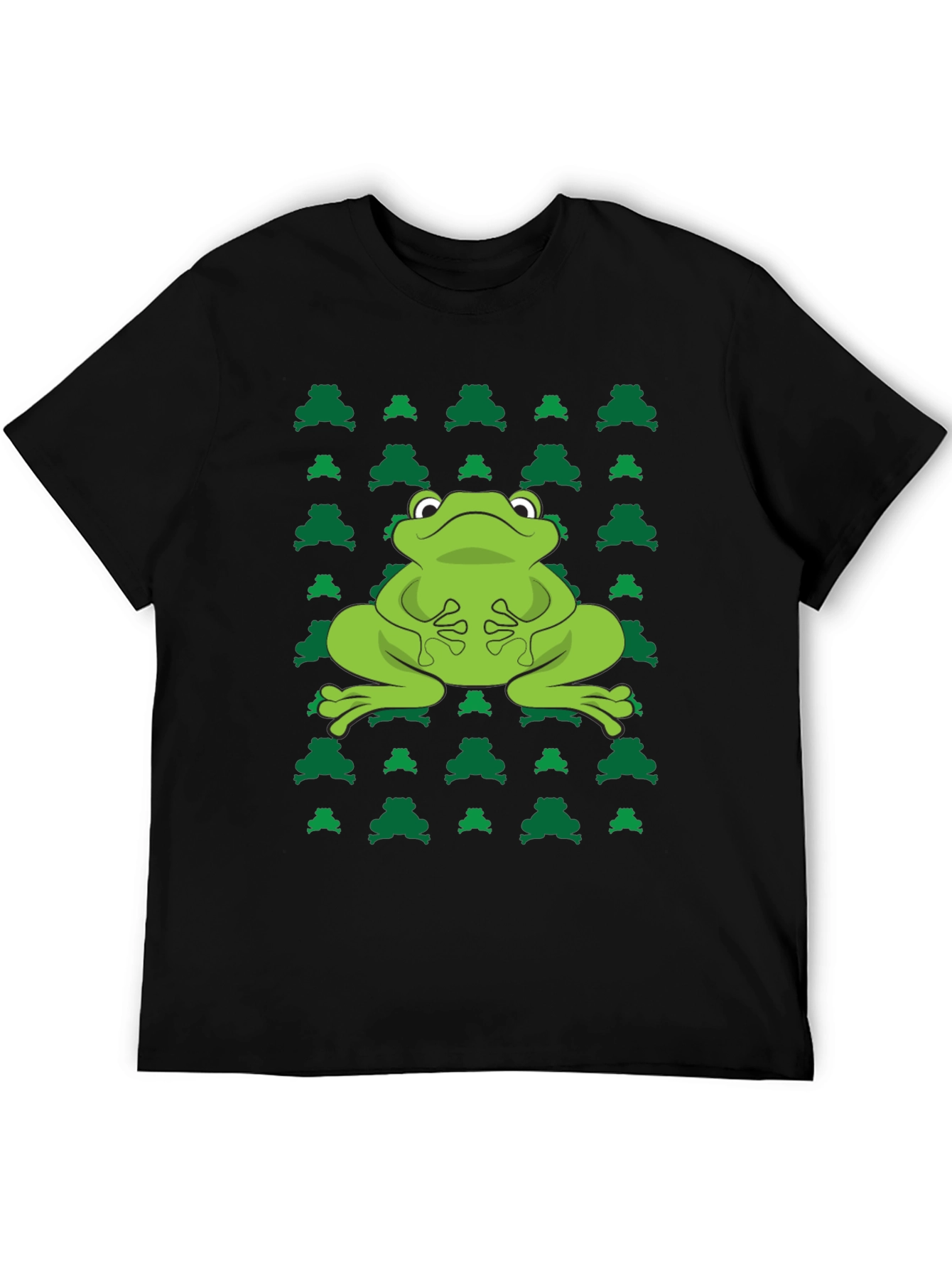 Black Frog Pattern Black T-Shirt view 5