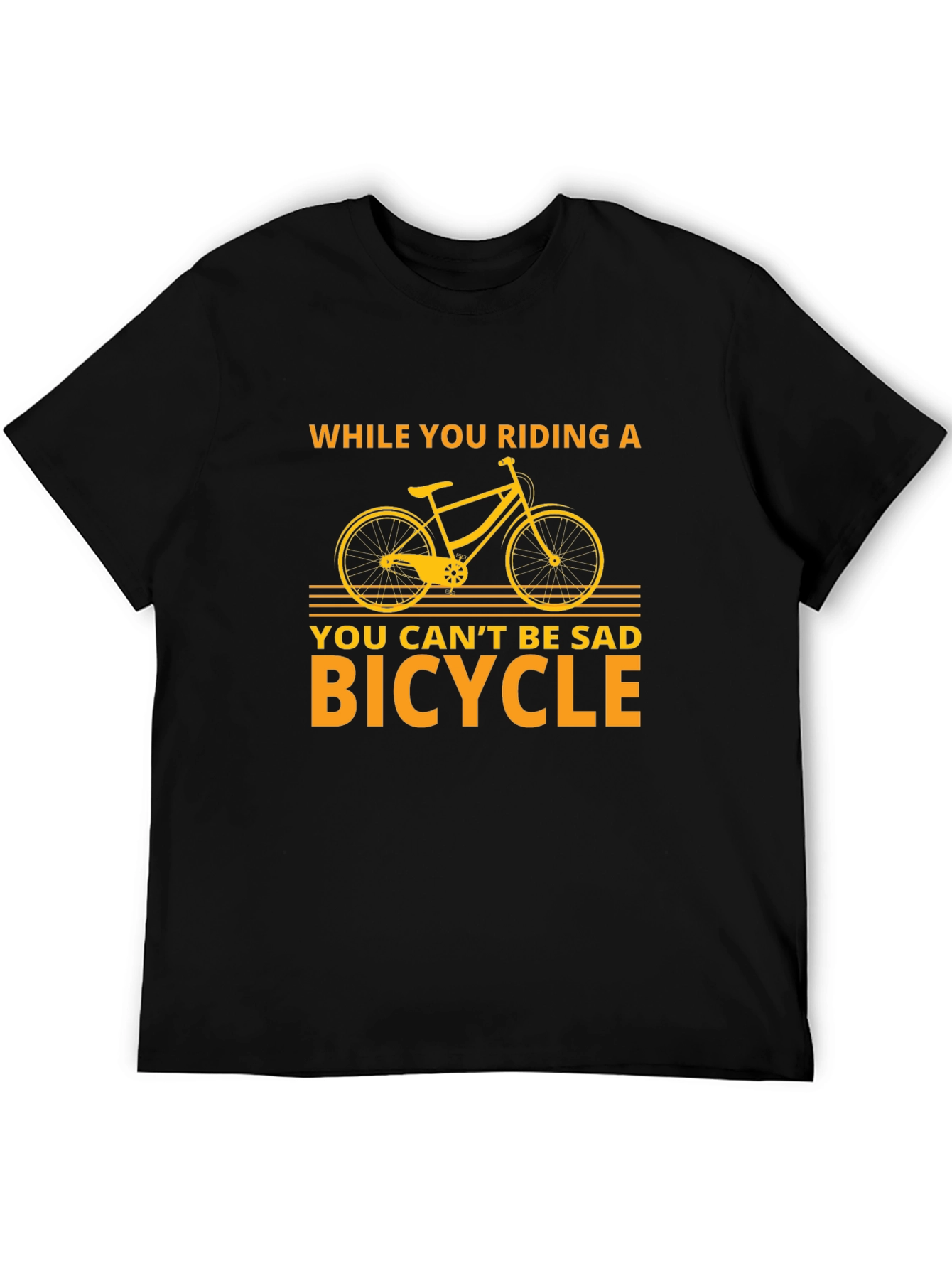 Black Funny Bicycle T-Shirt - You Can't Be Sad Bicycle view 5