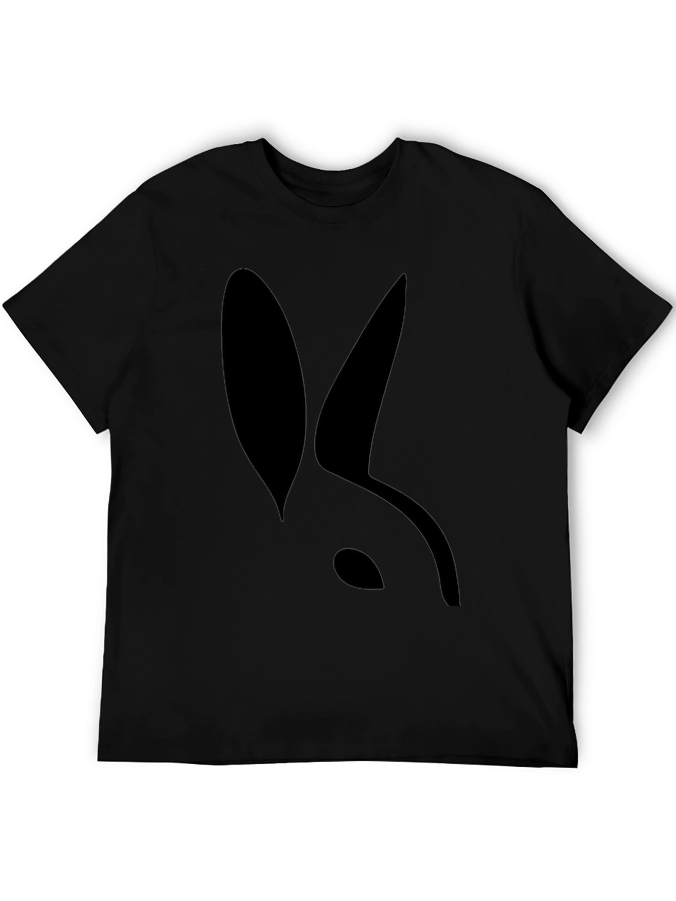 Black Modern Rabbit Silhouette Black T-Shirt view 5