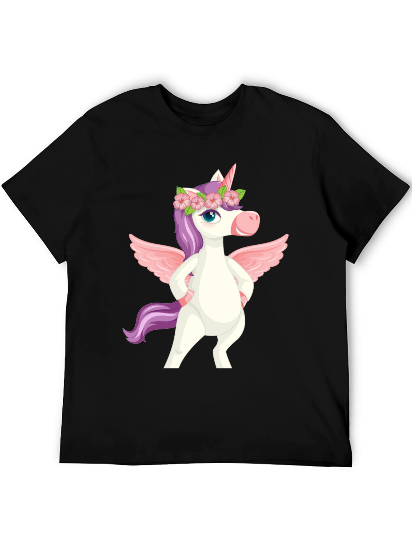 Black Unicorn Pegasus Graphic Tee - Men's Black T-Shirt view 5