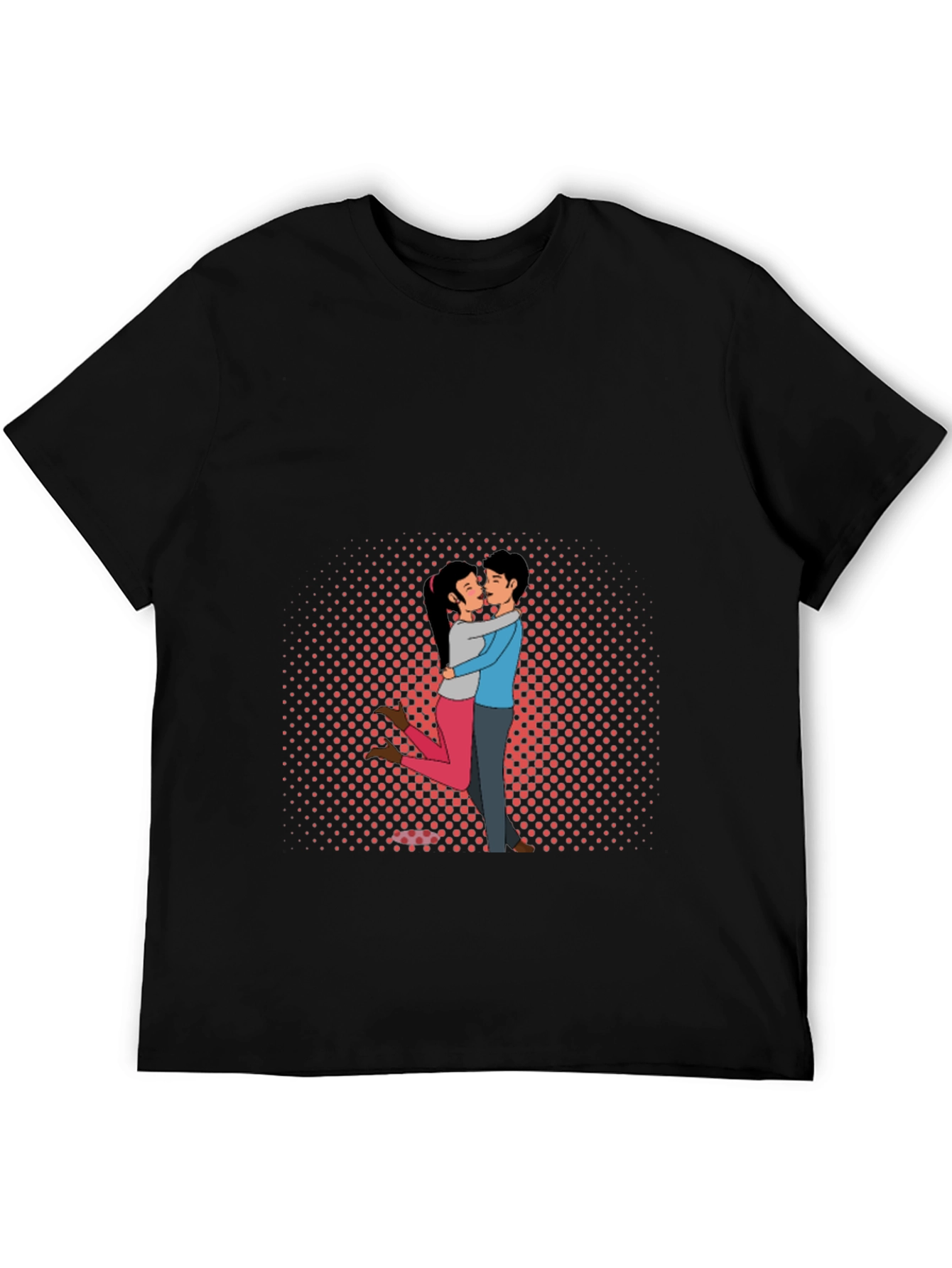 Black Couple Embrace Graphic Tee - Black Cotton Blend view 5