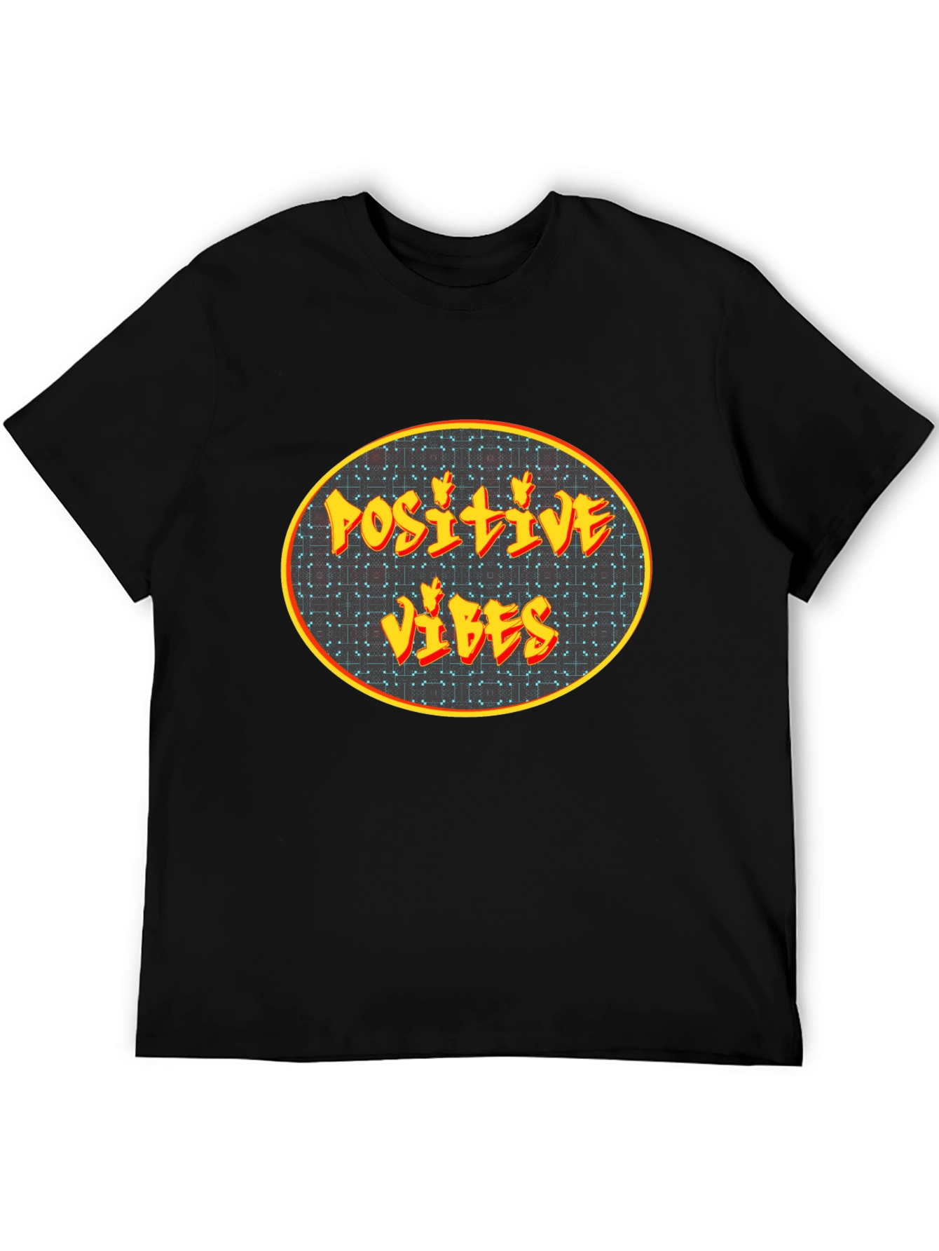 Black Positive Vibes Graphic Tee - Black Cotton Blend view 5