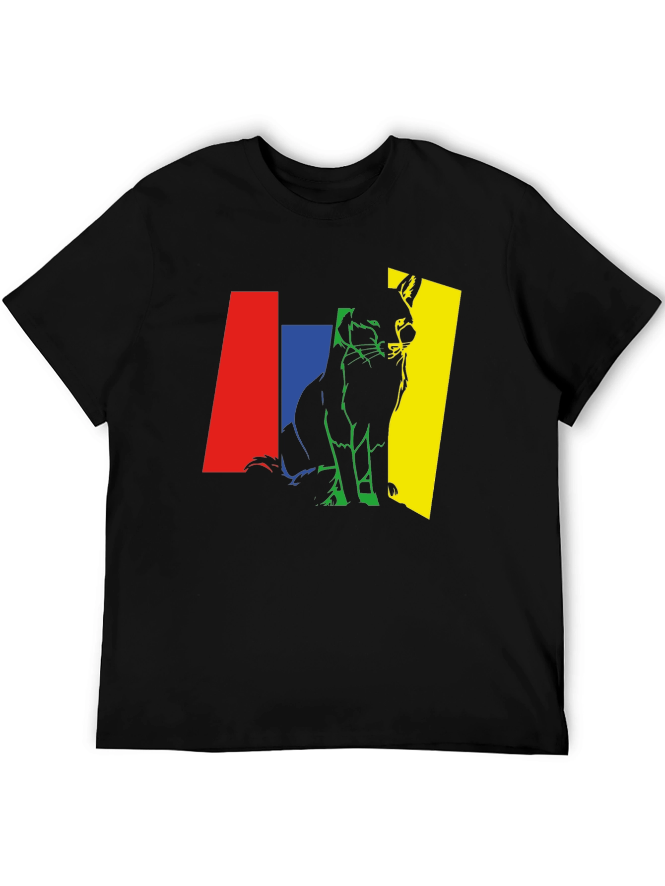 Black Abstract Fox Graphic Tee - Men's Black T-Shirt view 5