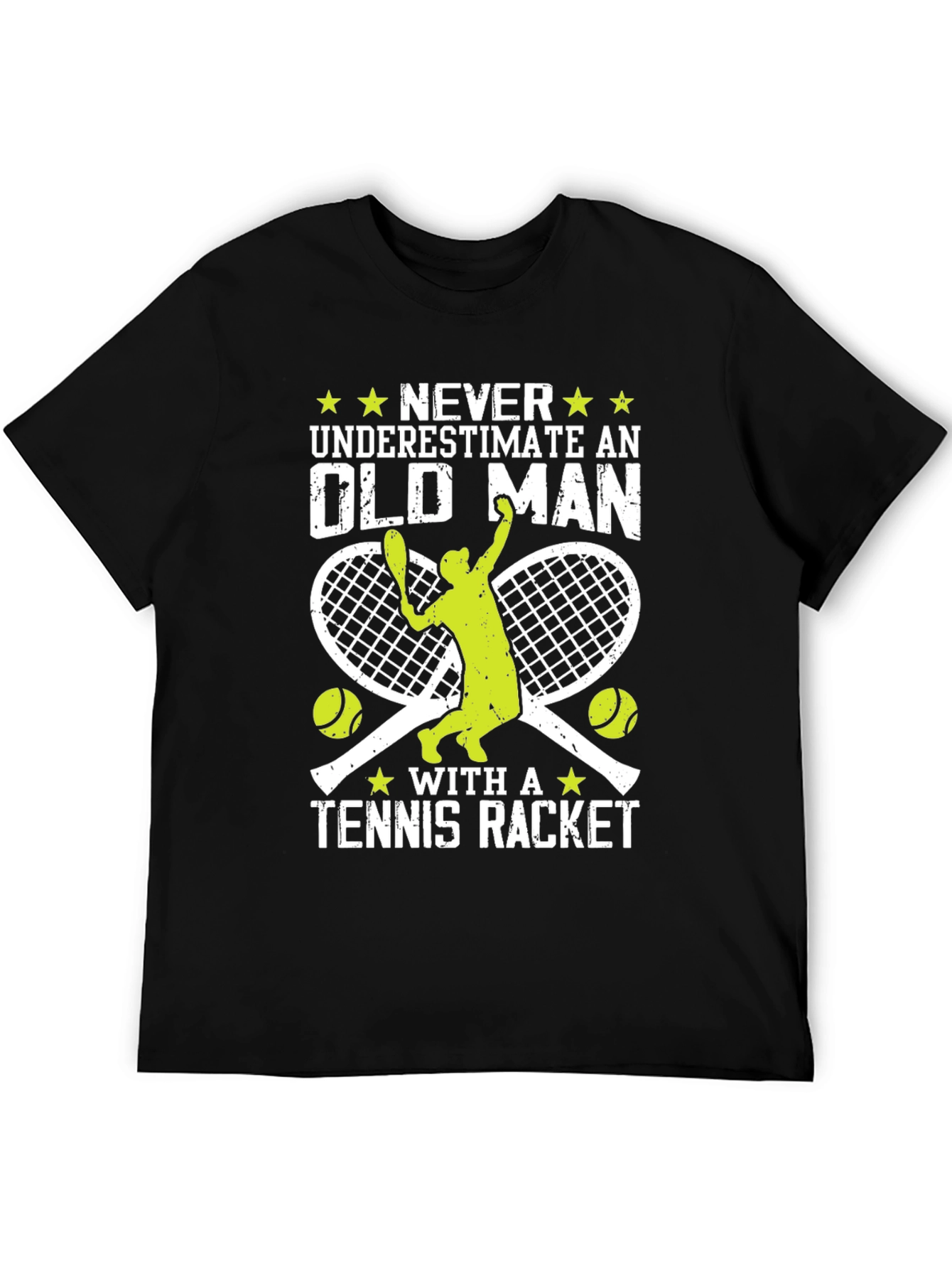 Black Funny Tennis Old Man T-Shirt  view 5