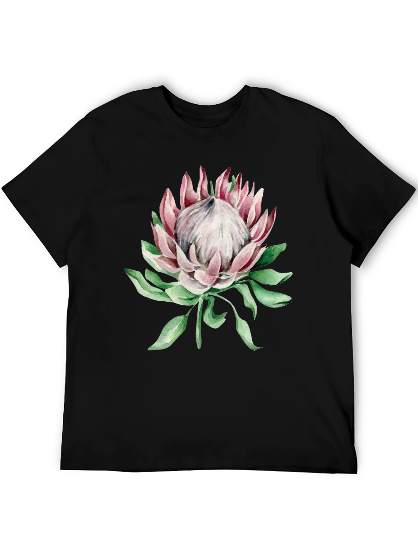 Black Protea Flower Graphic Black T-Shirt view 5