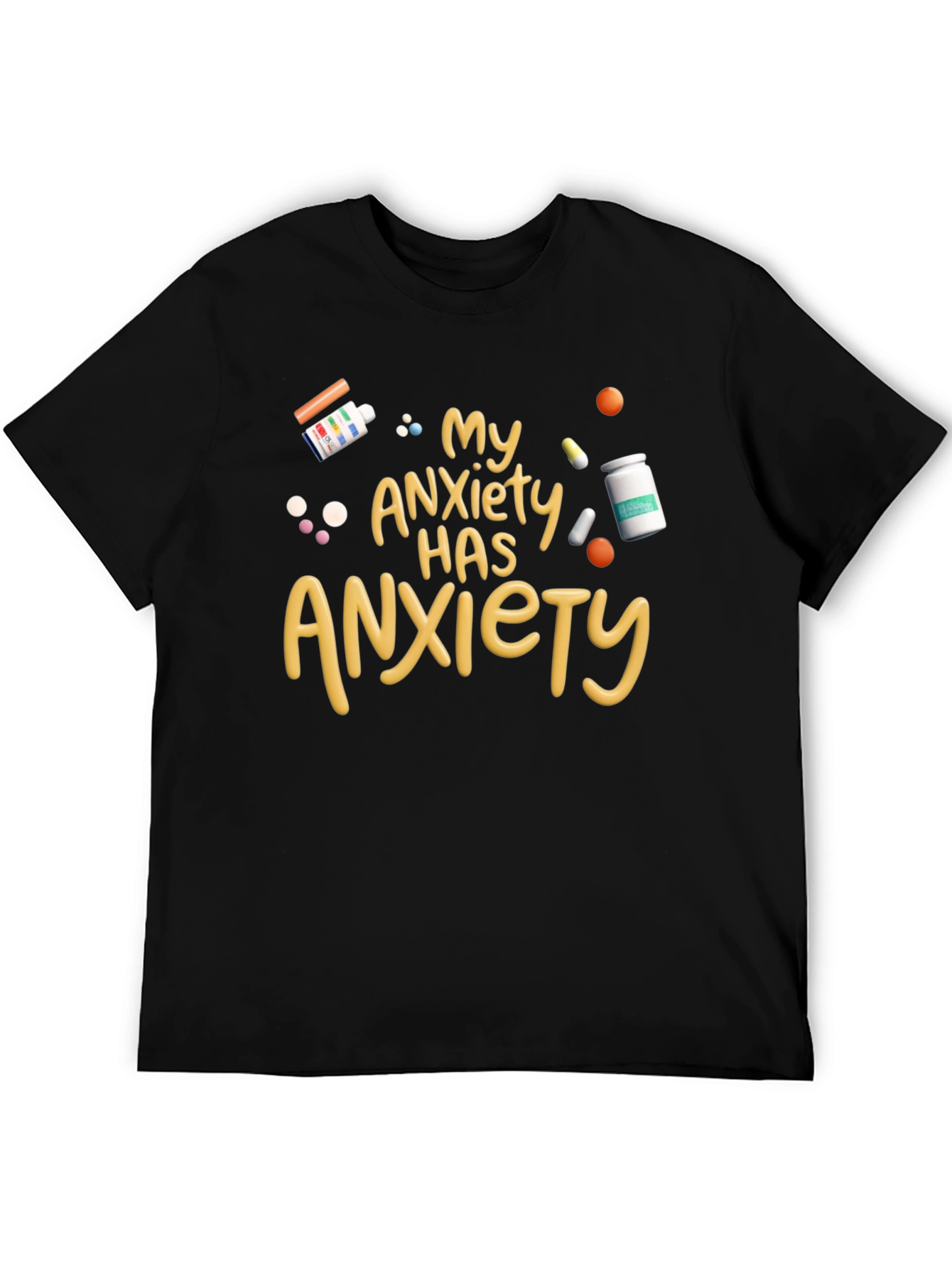Black Anxiety Humor T-Shirt - My Anxiety Has Anxiety Graphic Tee view 5