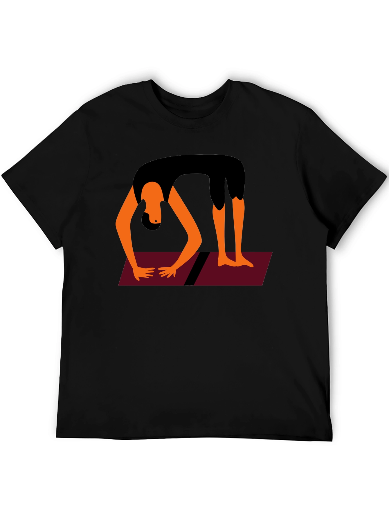 Black Yoga Pose Graphic Tee - Black Cotton Blend view 5