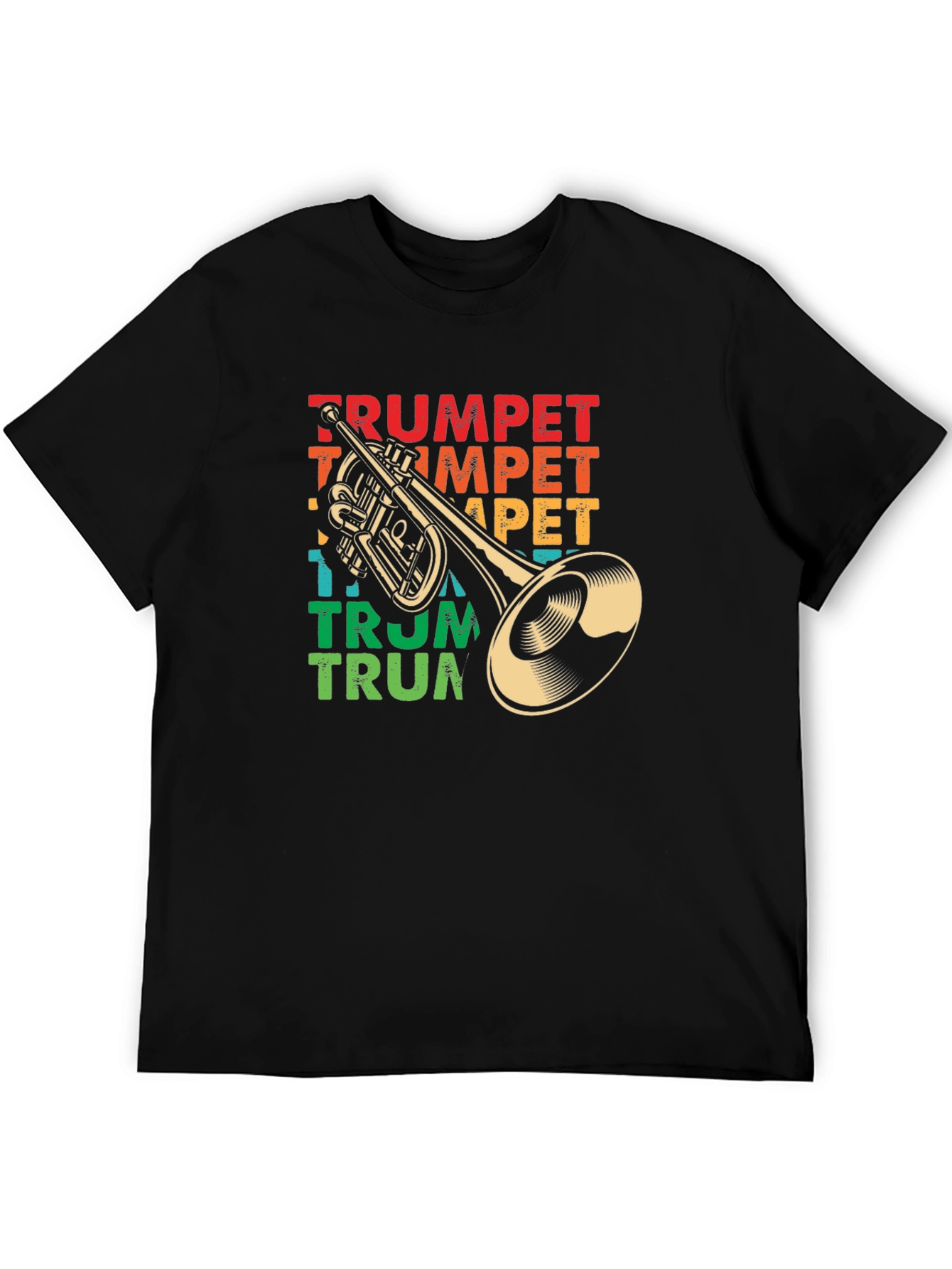 Black Retro Trumpet Graphic T-Shirt - Music Lover Tee view 5