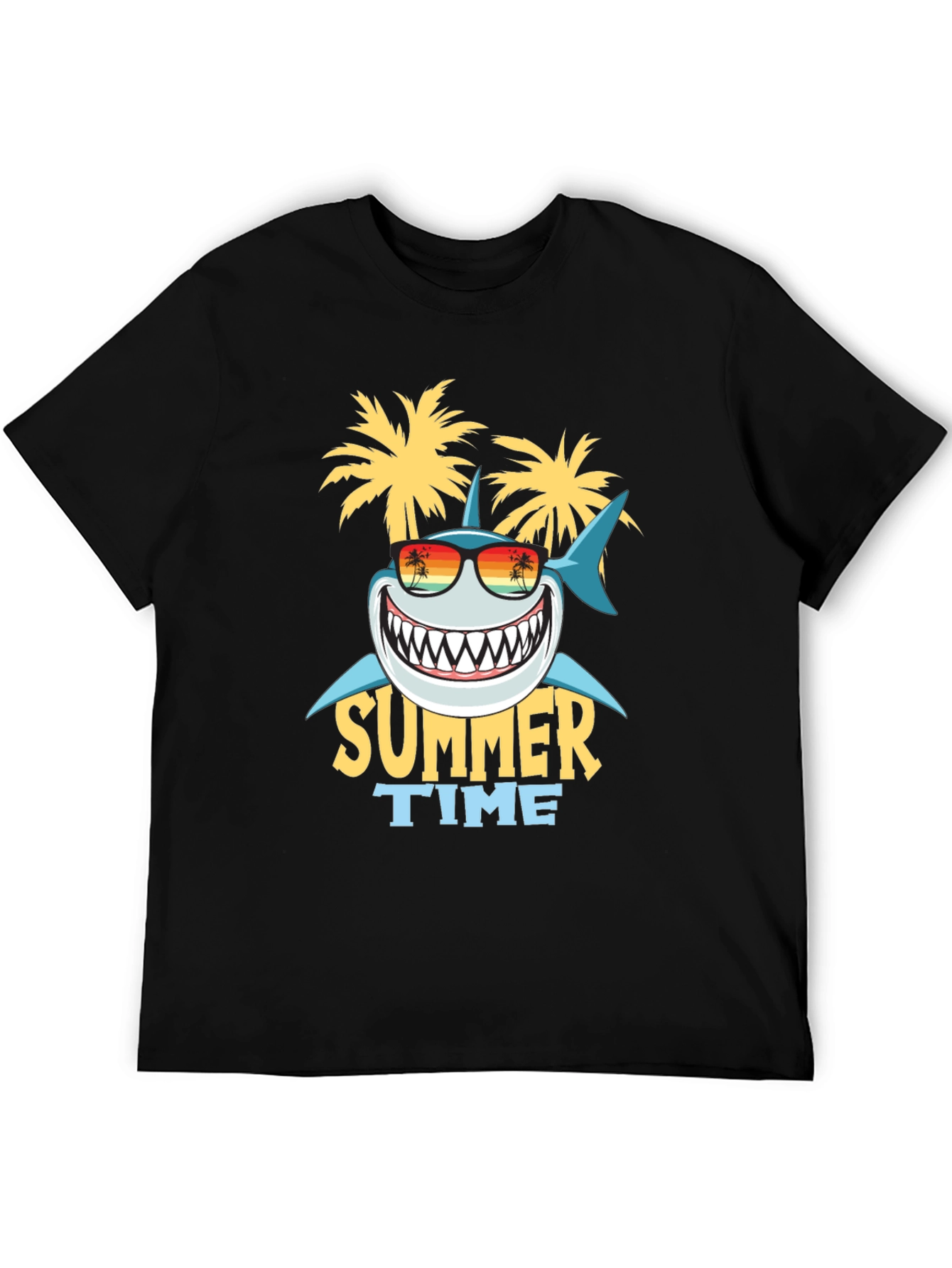 Black Summer Time Shark Graphic Tee view 5