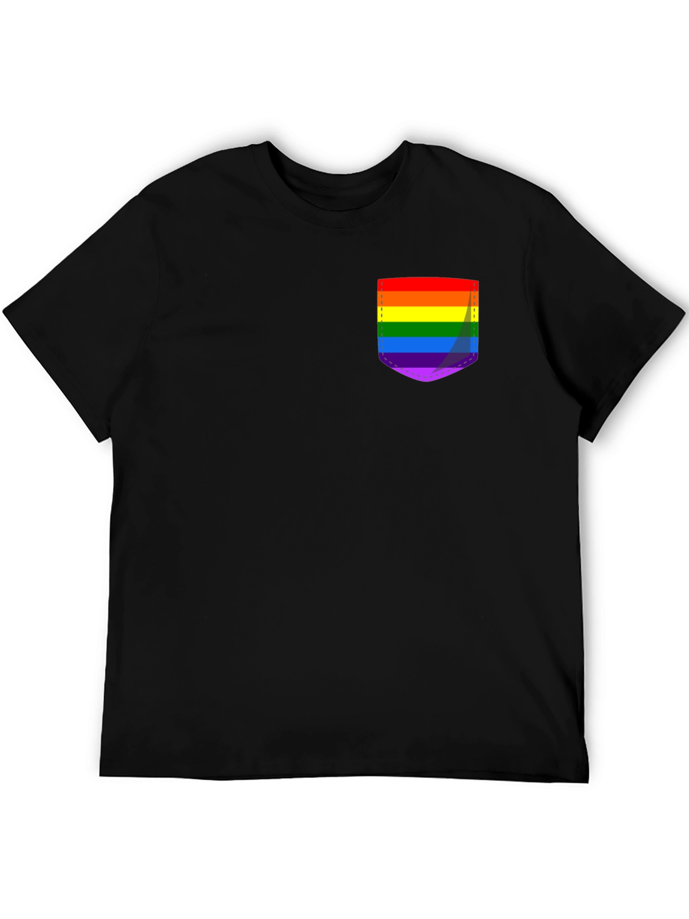 Black Pride Pocket Tee - Black Crew Neck Casual T-Shirt view 5