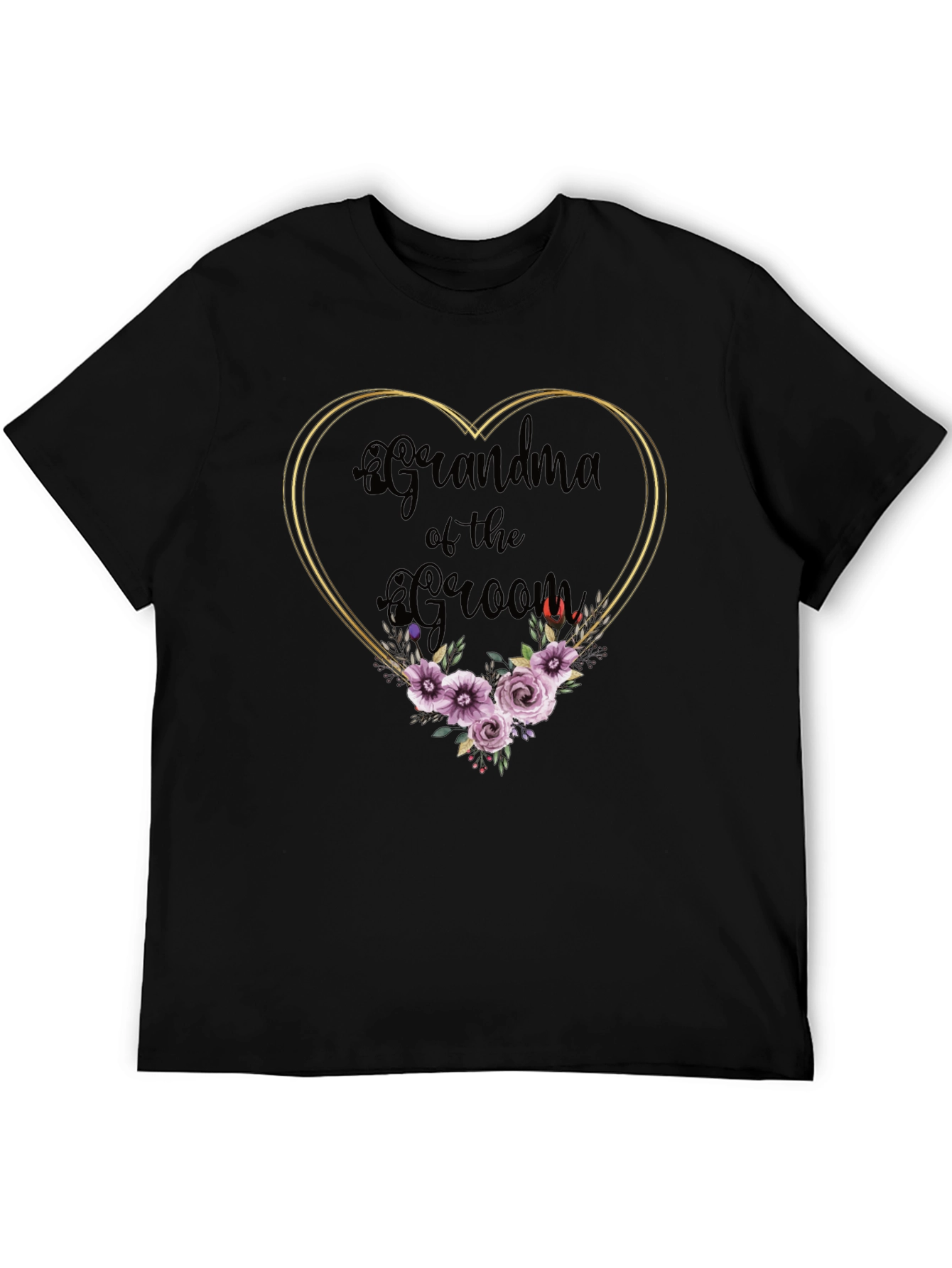 Black Grandma of the Groom Floral Heart Tee view 5