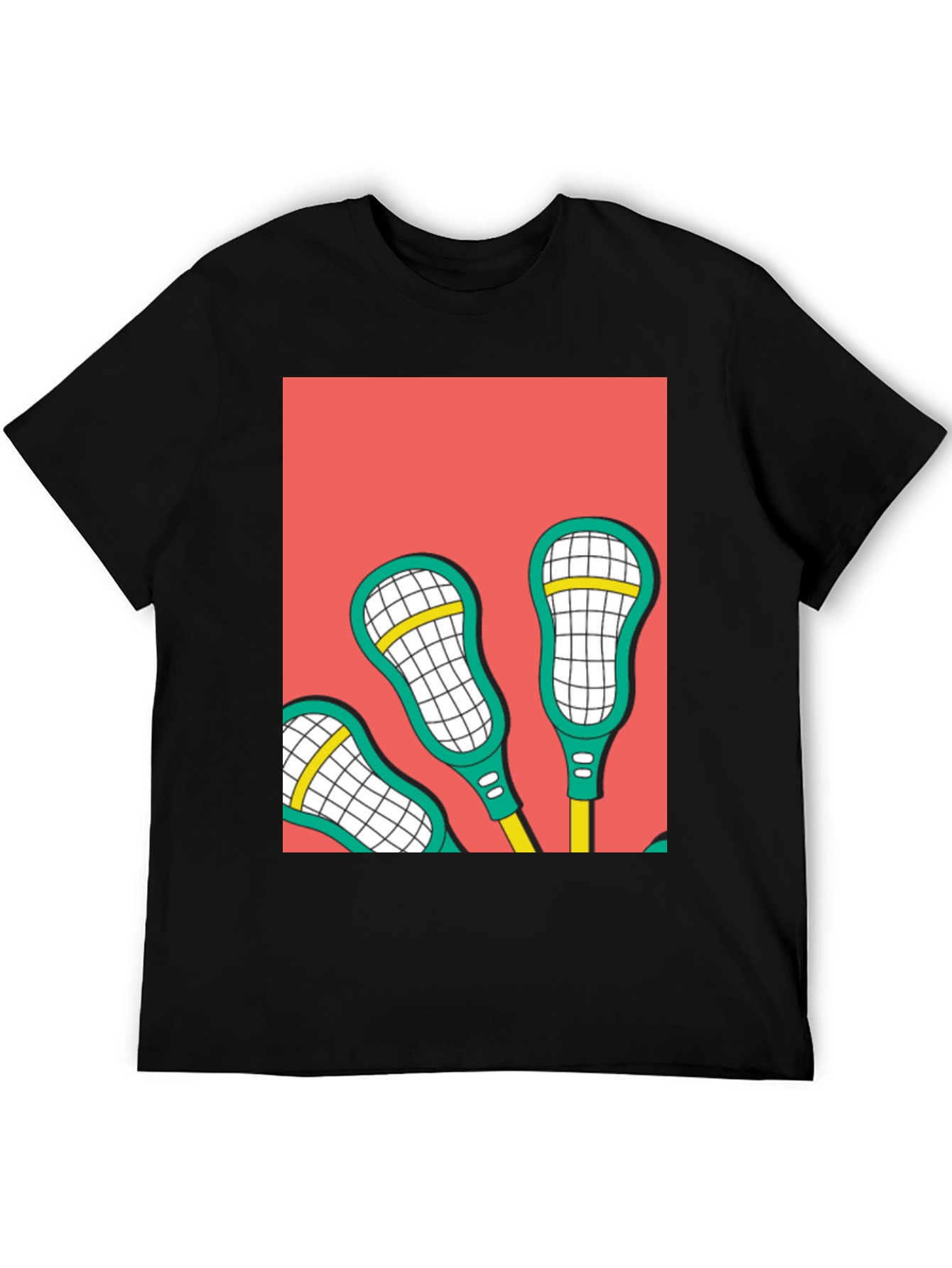 Black Lacrosse Sticks Graphic Tee - Cool Sport Design view 5