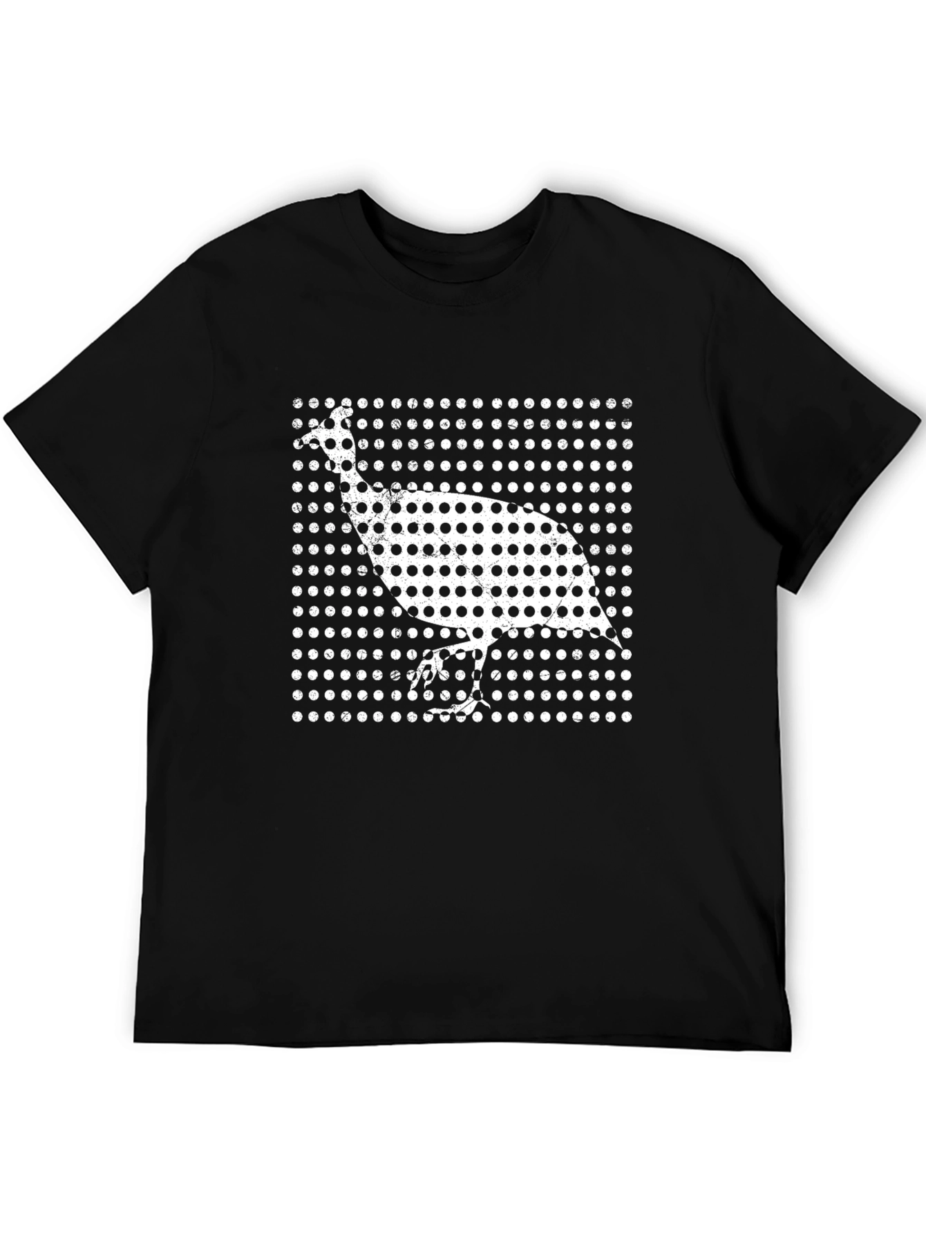 Black Retro Guinea Fowl Black T-Shirt view 5