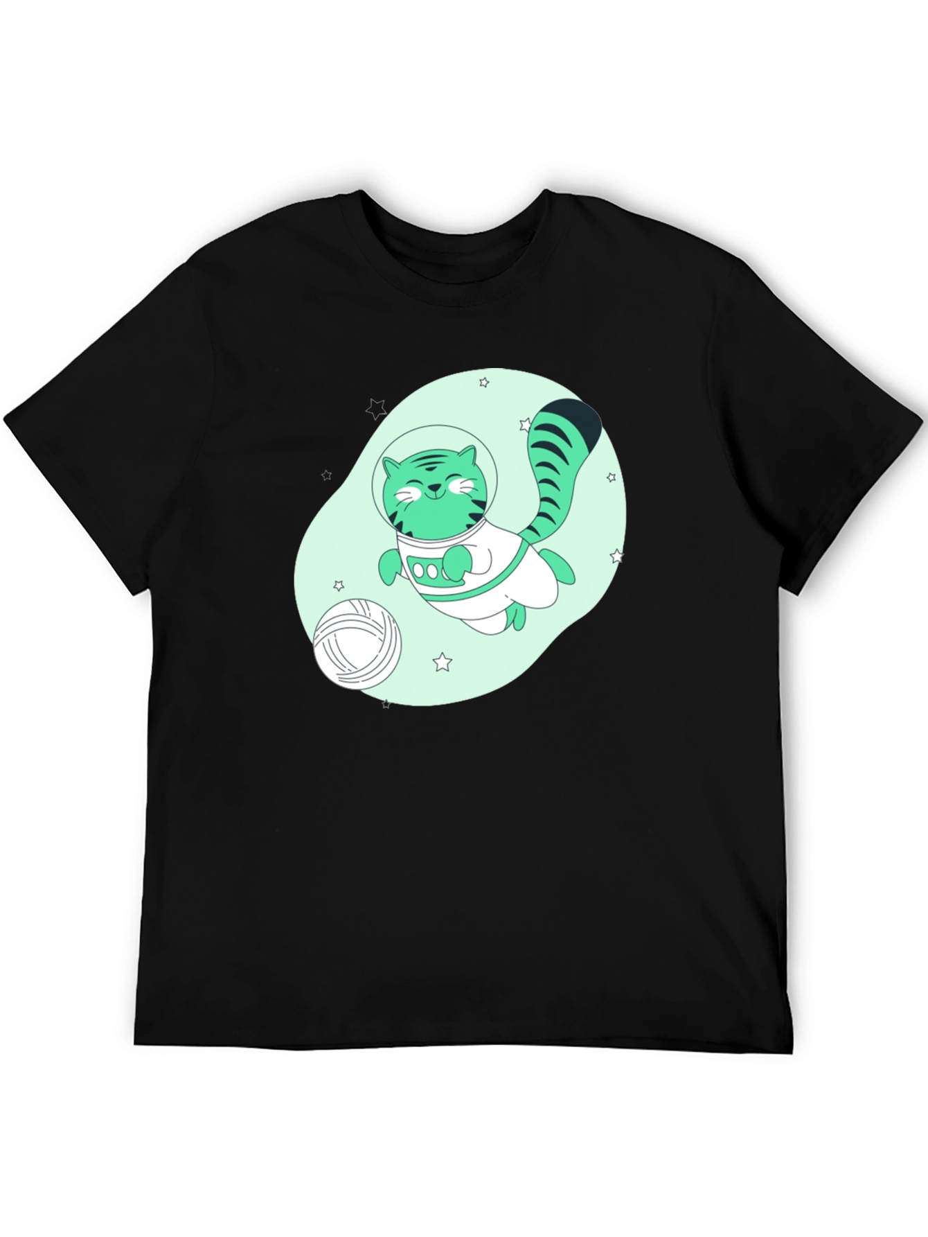 Black Astronaut Cat Graphic T-Shirt - Black view 5