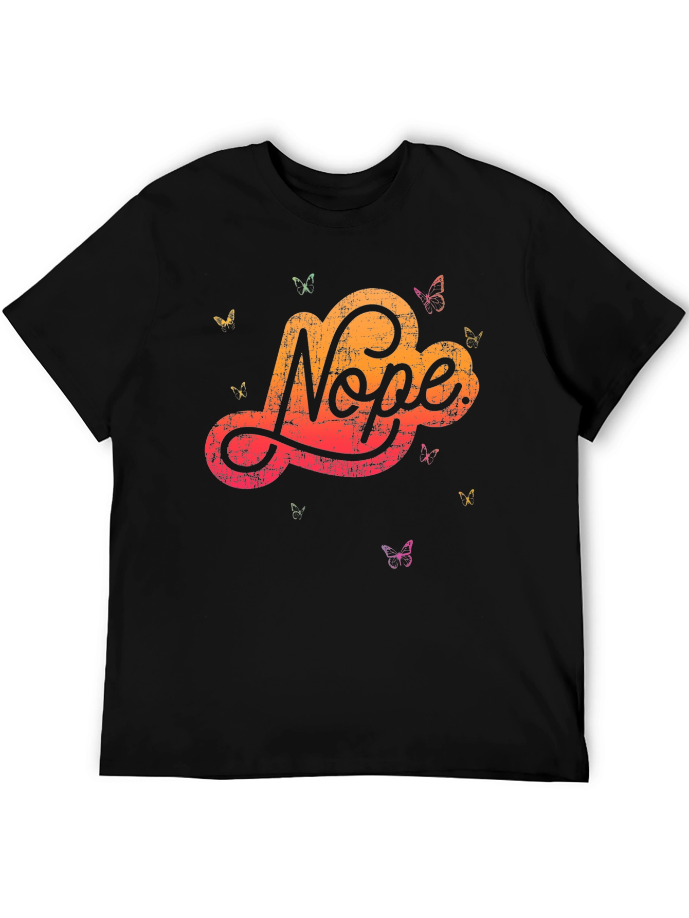Black Nope Butterfly Graphic Tee - Soft Cotton Blend view 5