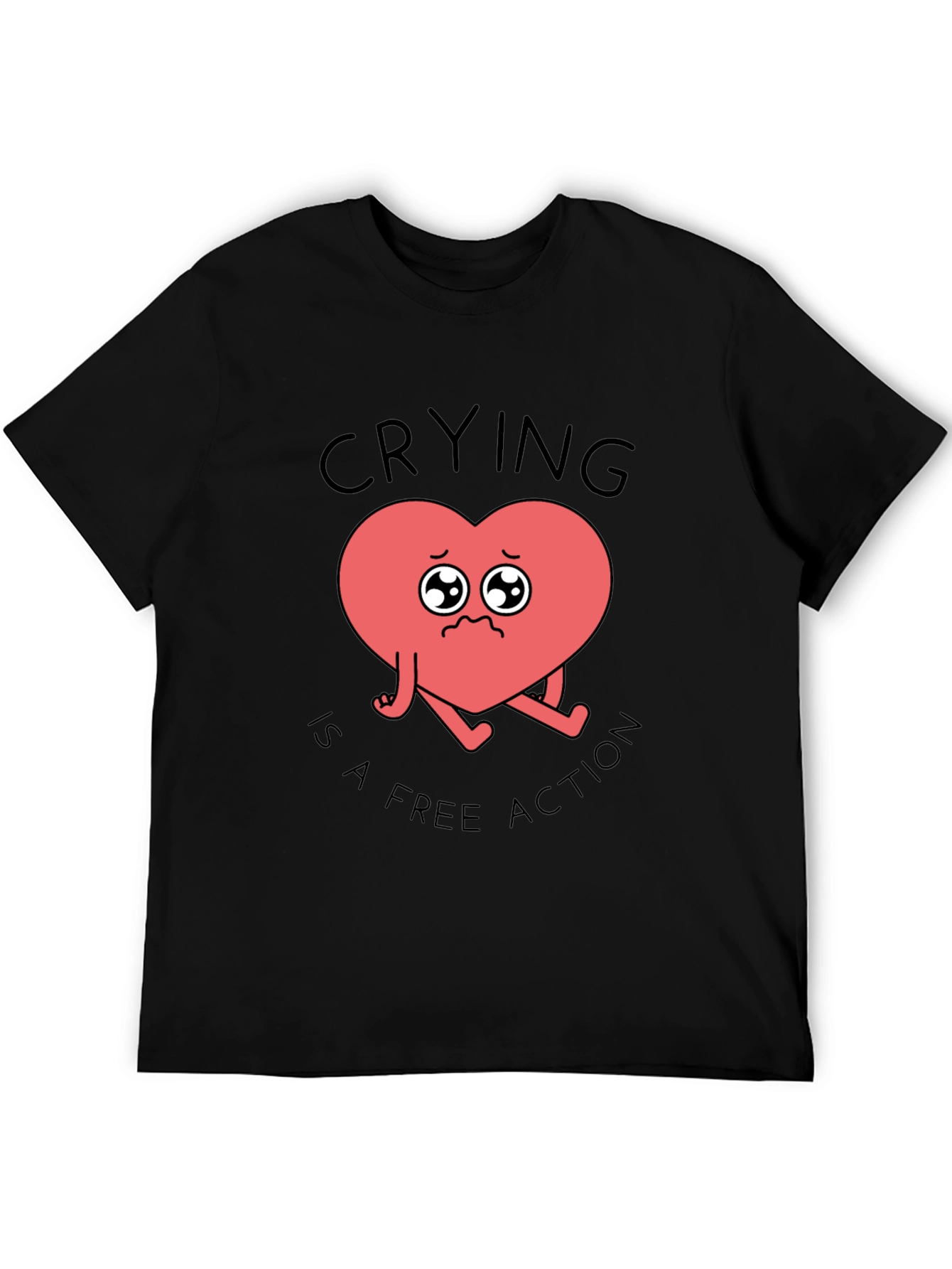 Black Crying Heart T-Shirt - Free Action Comfort Tee view 5