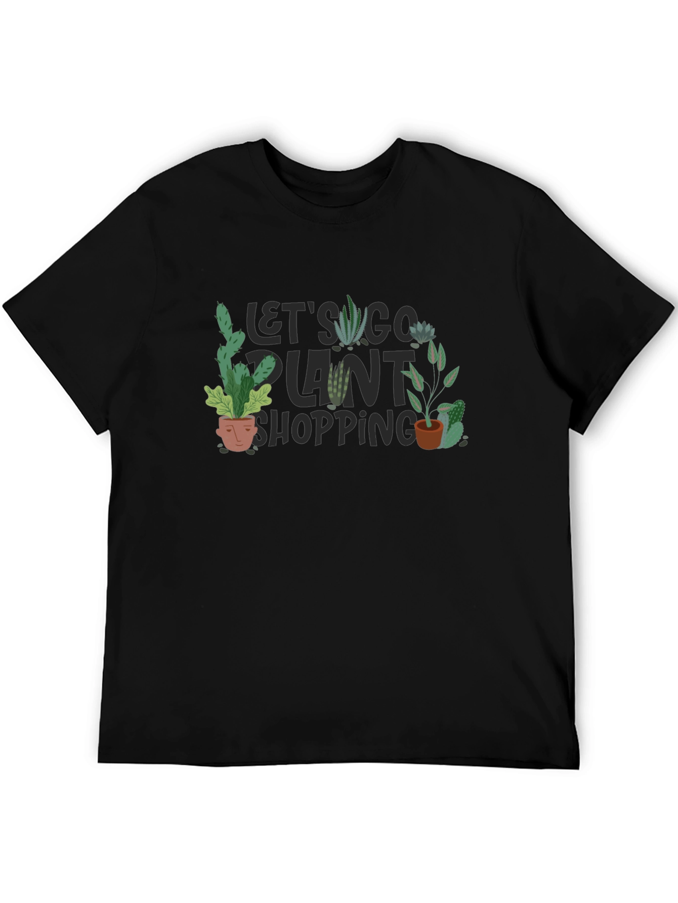 Black Plant Shopping T-Shirt - Unisex Crew Neck Tee view 5