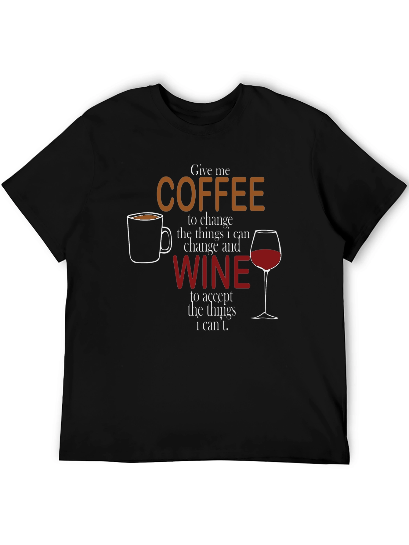 Black Coffee and Wine T-Shirt - Funny Slogan Tee view 5
