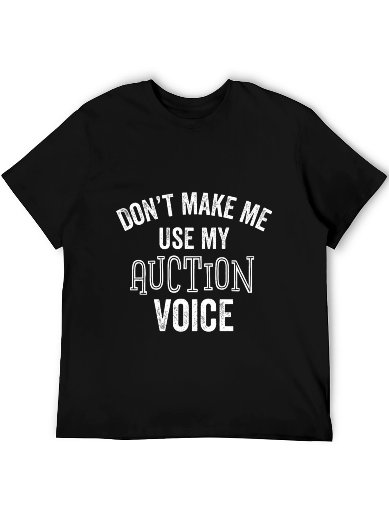 Black Auction Voice T-Shirt - Funny Black Tee view 5