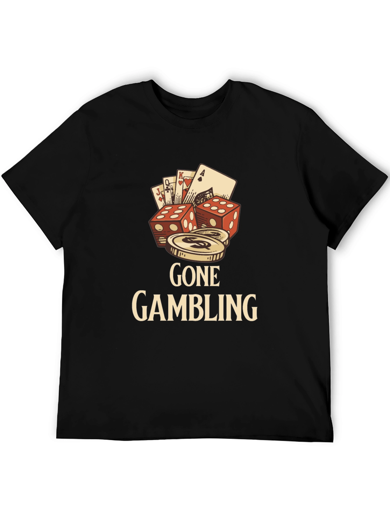 Black Gone Gambling Graphic Tee - Black view 5