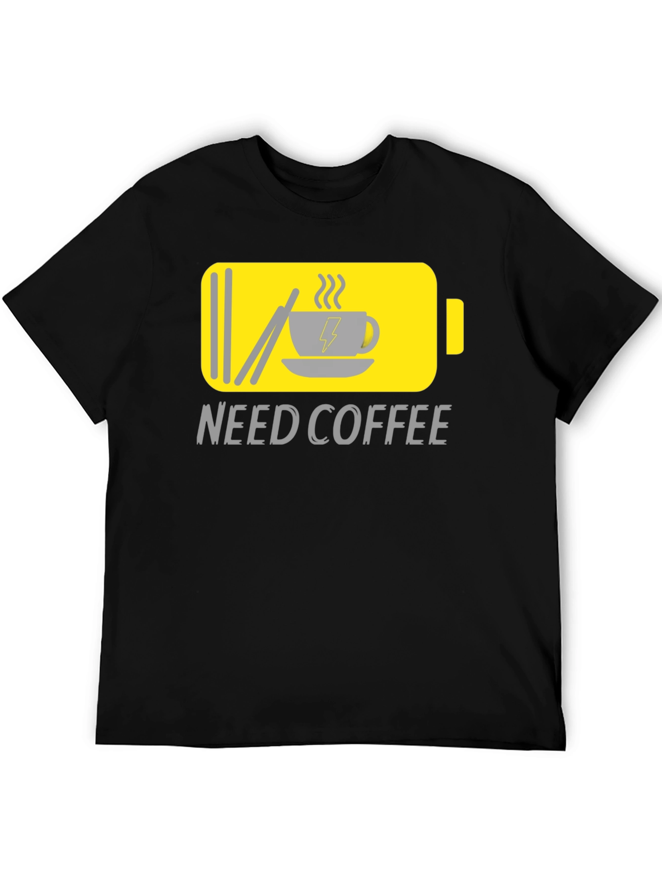 Black Need Coffee Graphic Tee - Low Battery Mode view 5