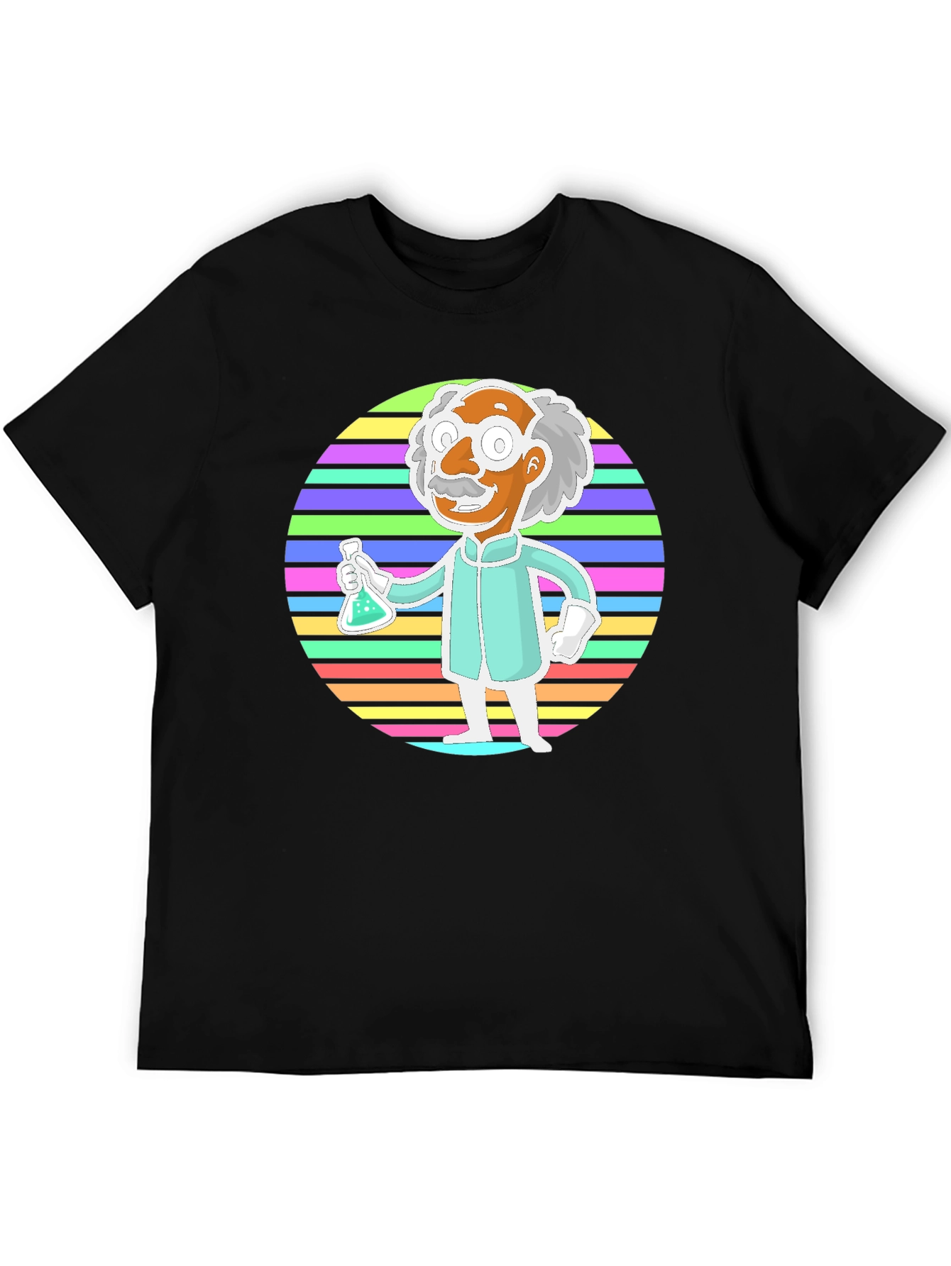 Black Cartoon Scientist T-Shirt - Retro Science Tee view 5