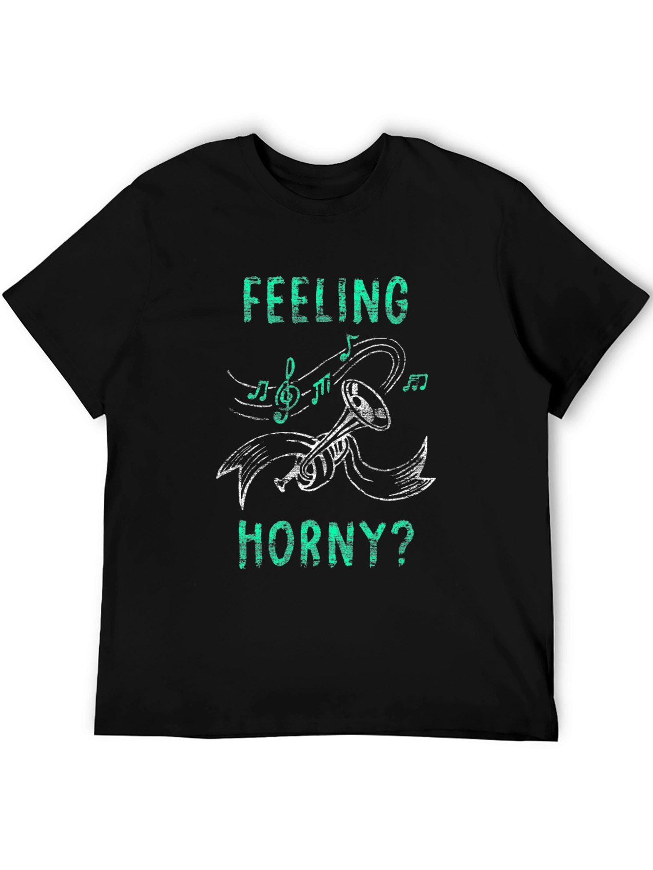 Black Feeling Horny? T-Shirt Music Trumpet Graphic Novelty Tee view 5