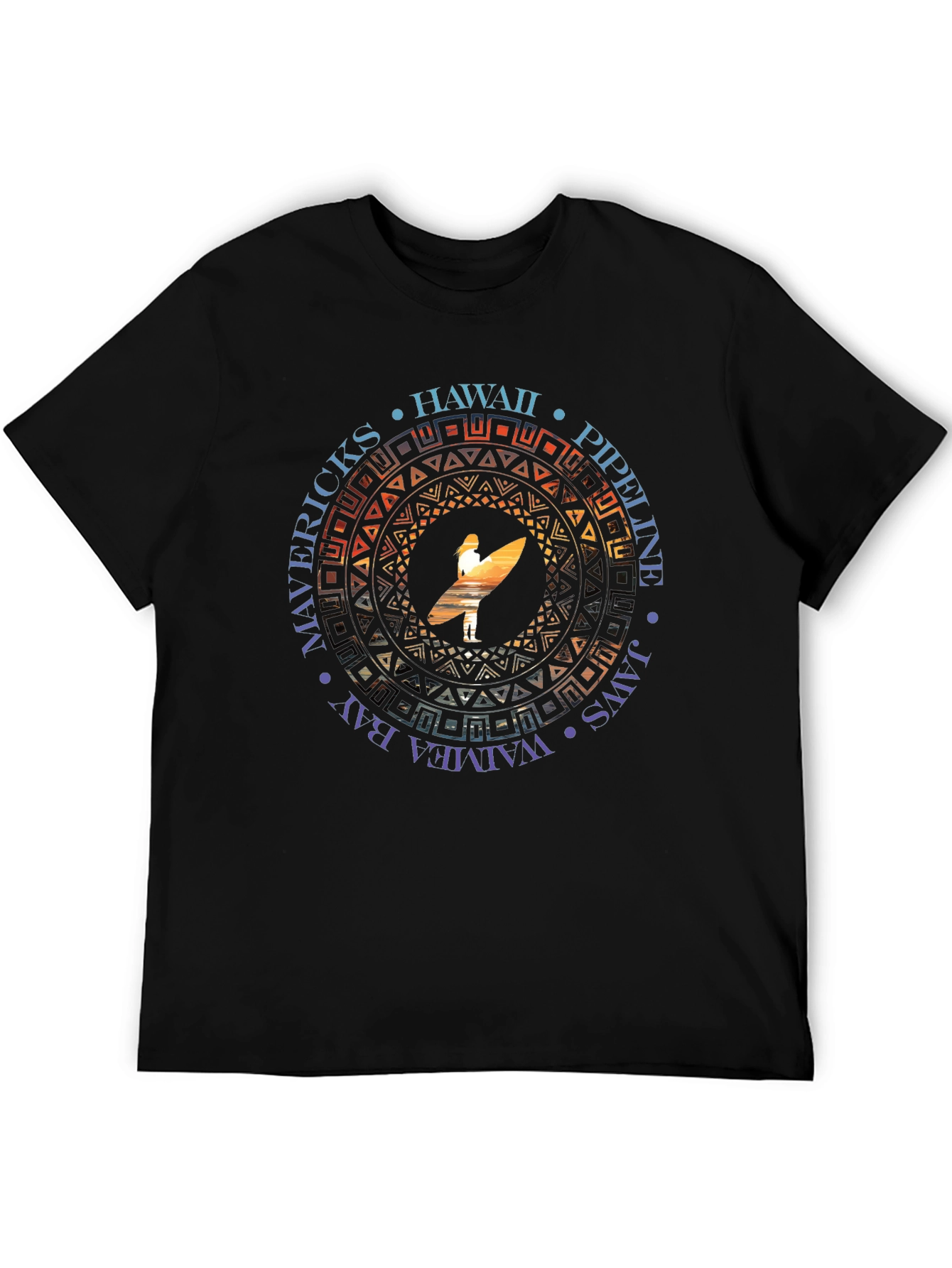 Black Hawaii Surfer T-Shirt - Mavericks, Pipeline, Waimea Bay view 5