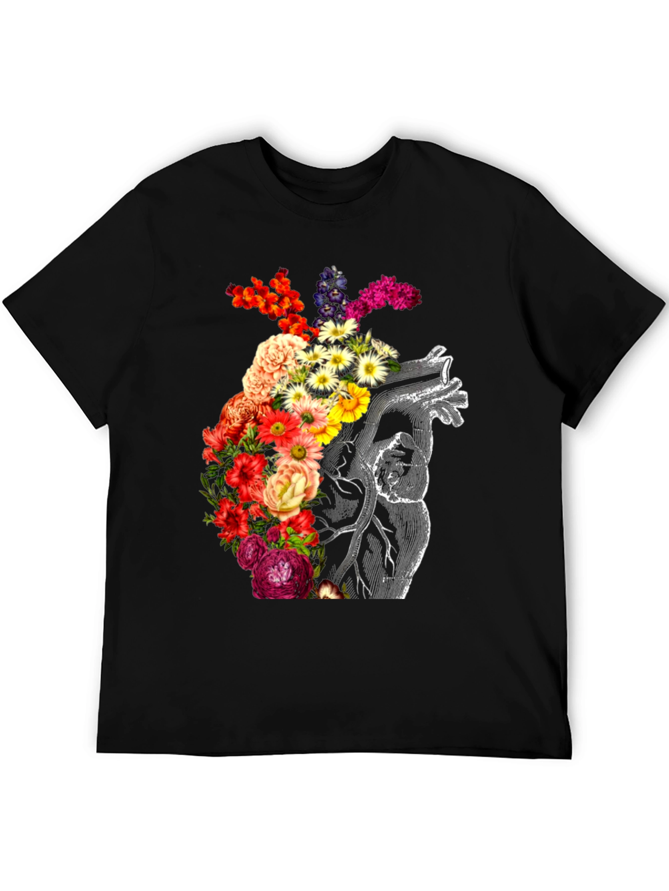 Black Floral Heart Graphic Tee - Anatomical Love view 5