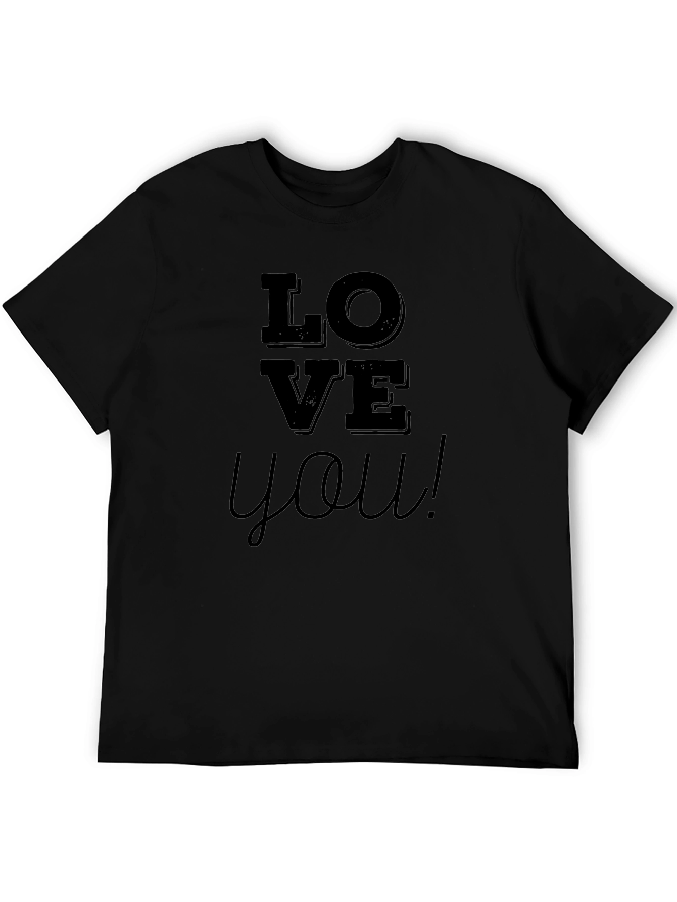 Black Love You Black Graphic T-Shirt view 5