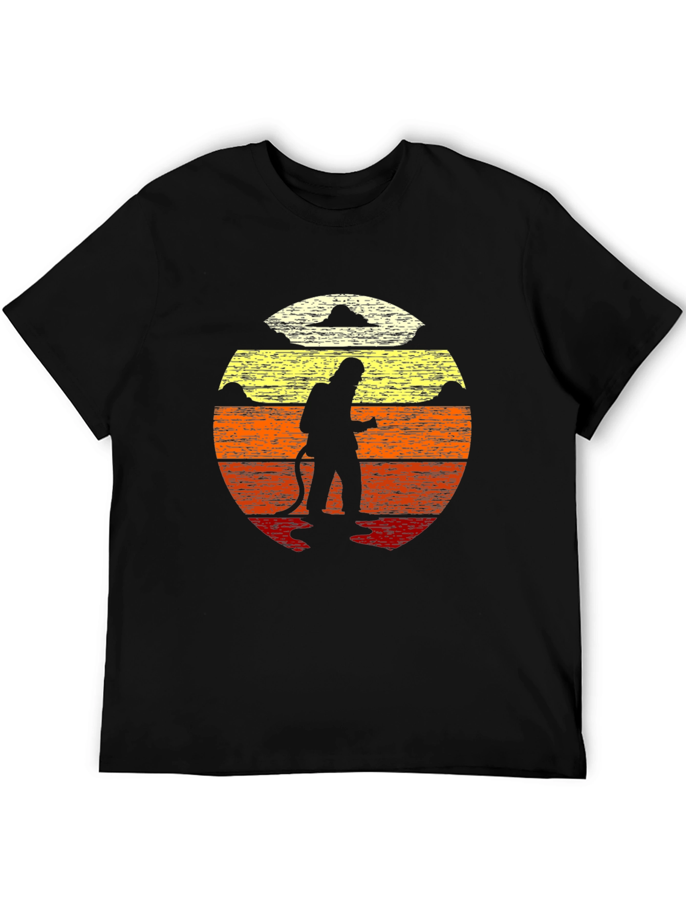 Black Firefighter Sunset Graphic Tee view 5