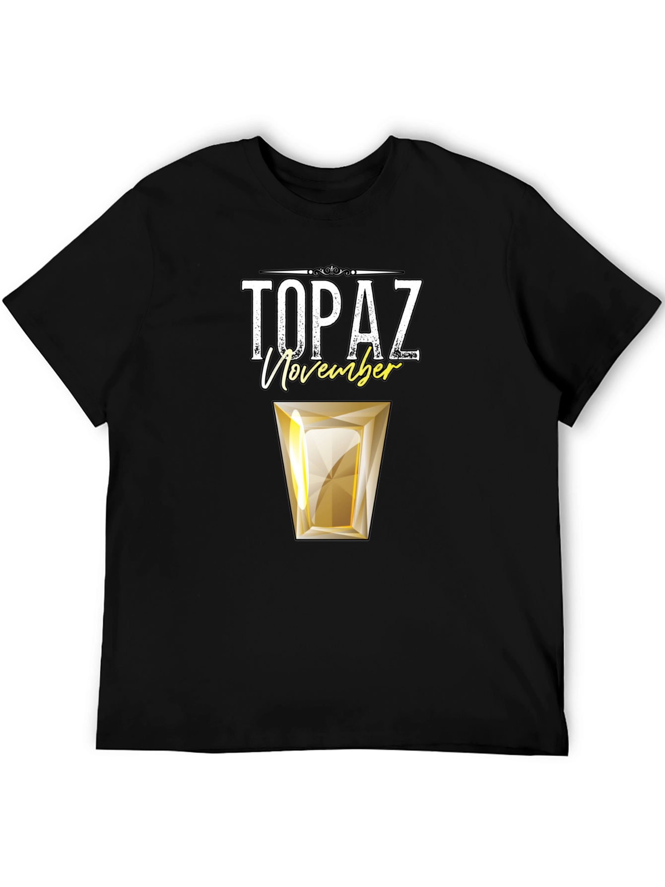 Black November Topaz Gemstone Birthday T-Shirt view 5