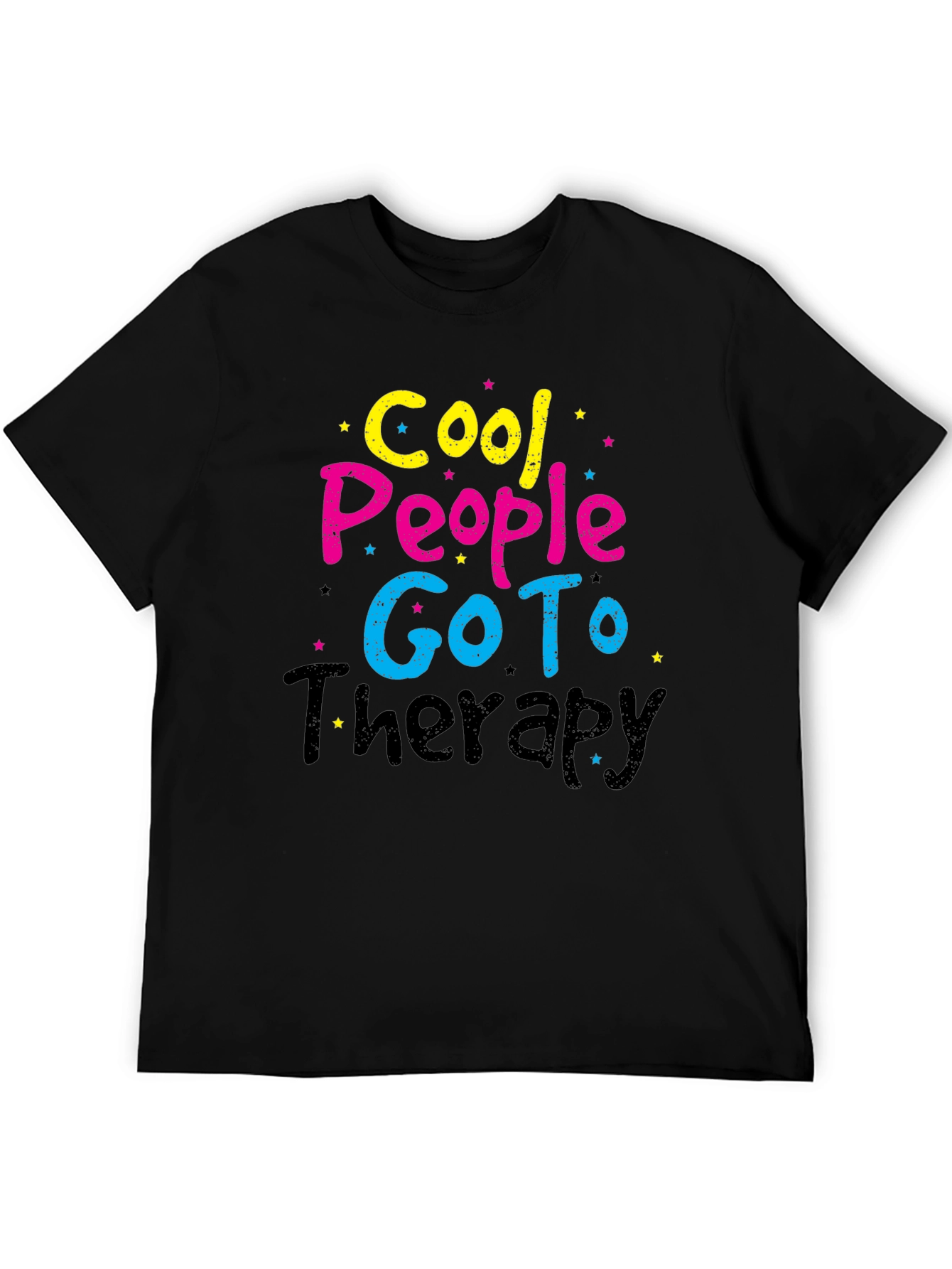 Black Cool People Go To Therapy Black T-Shirt view 5