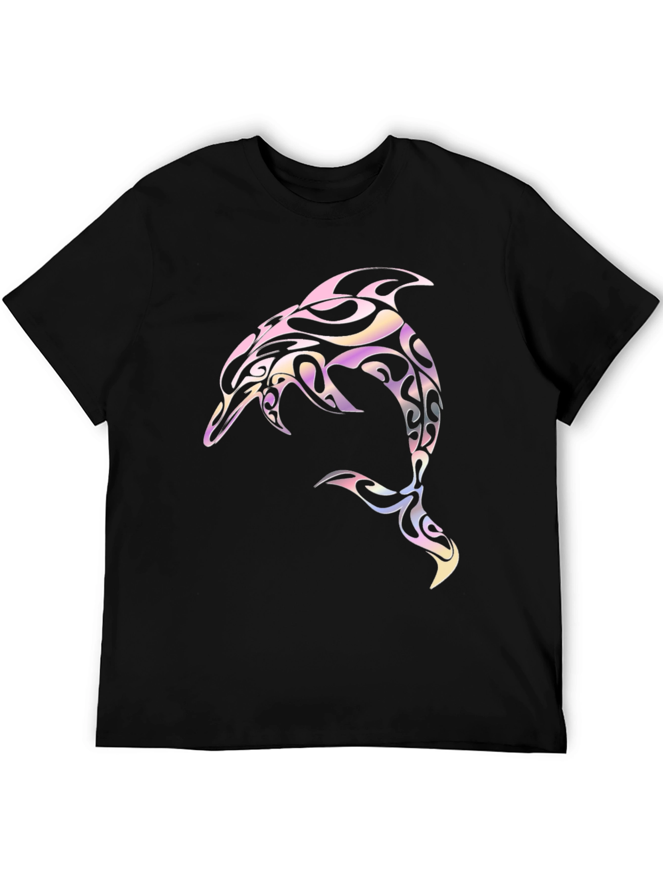 Black Tribal Dolphin Graphic Tee - Black Cotton Blend view 5