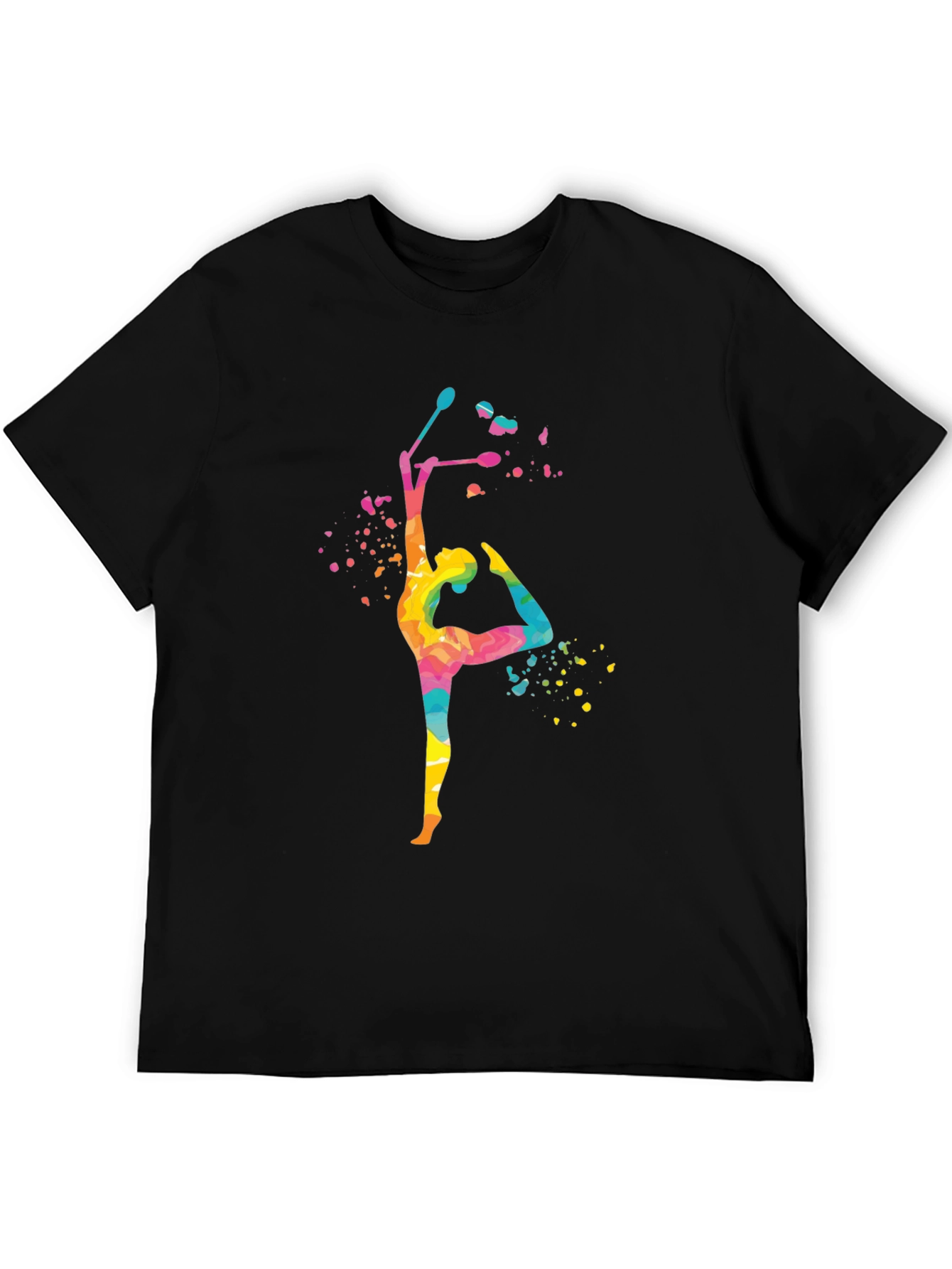 Black Watercolor Gymnast Graphic Tee - Black Cotton Blend view 5
