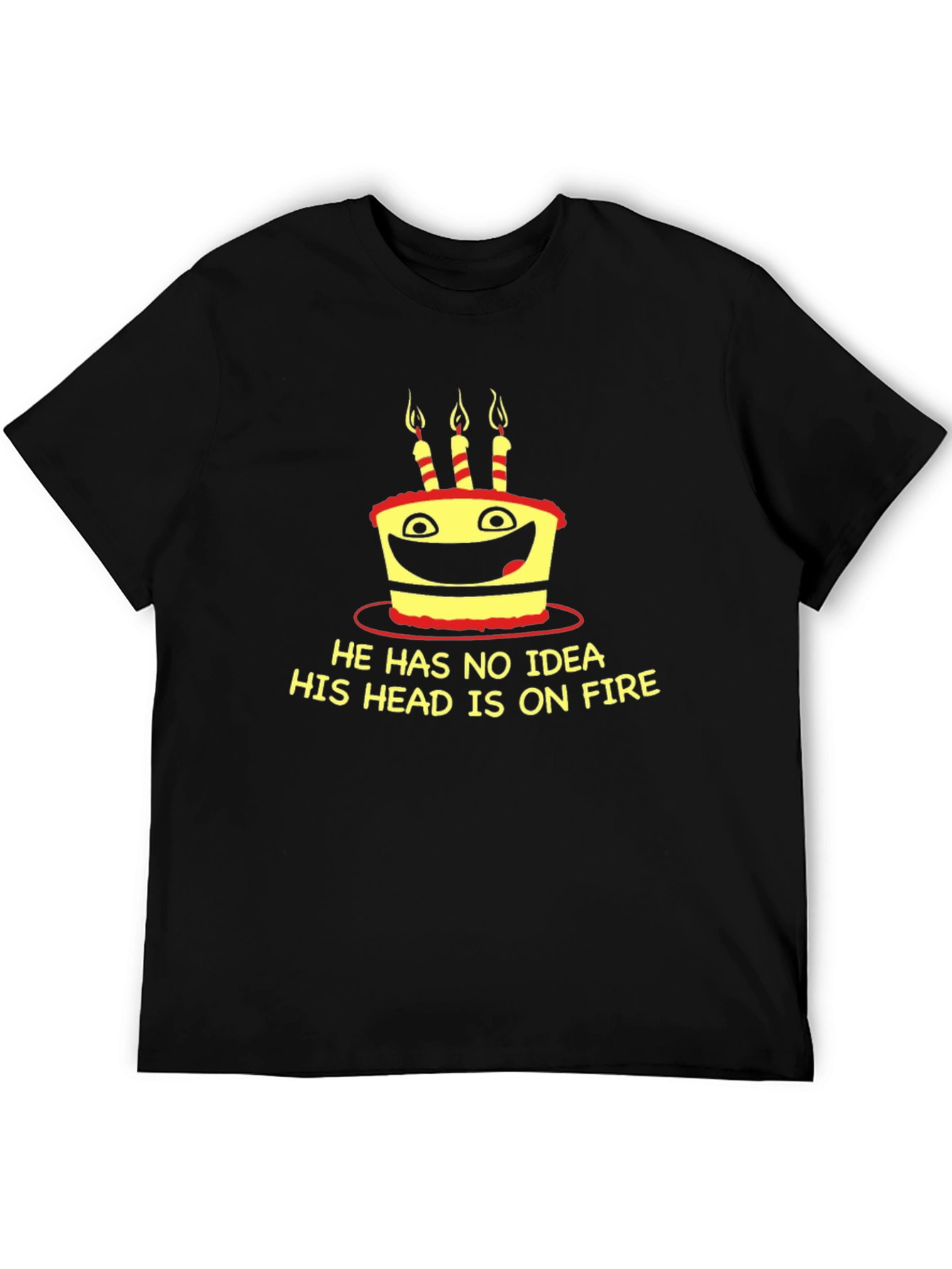 Black Funny Birthday Cake On Fire T-Shirt view 5