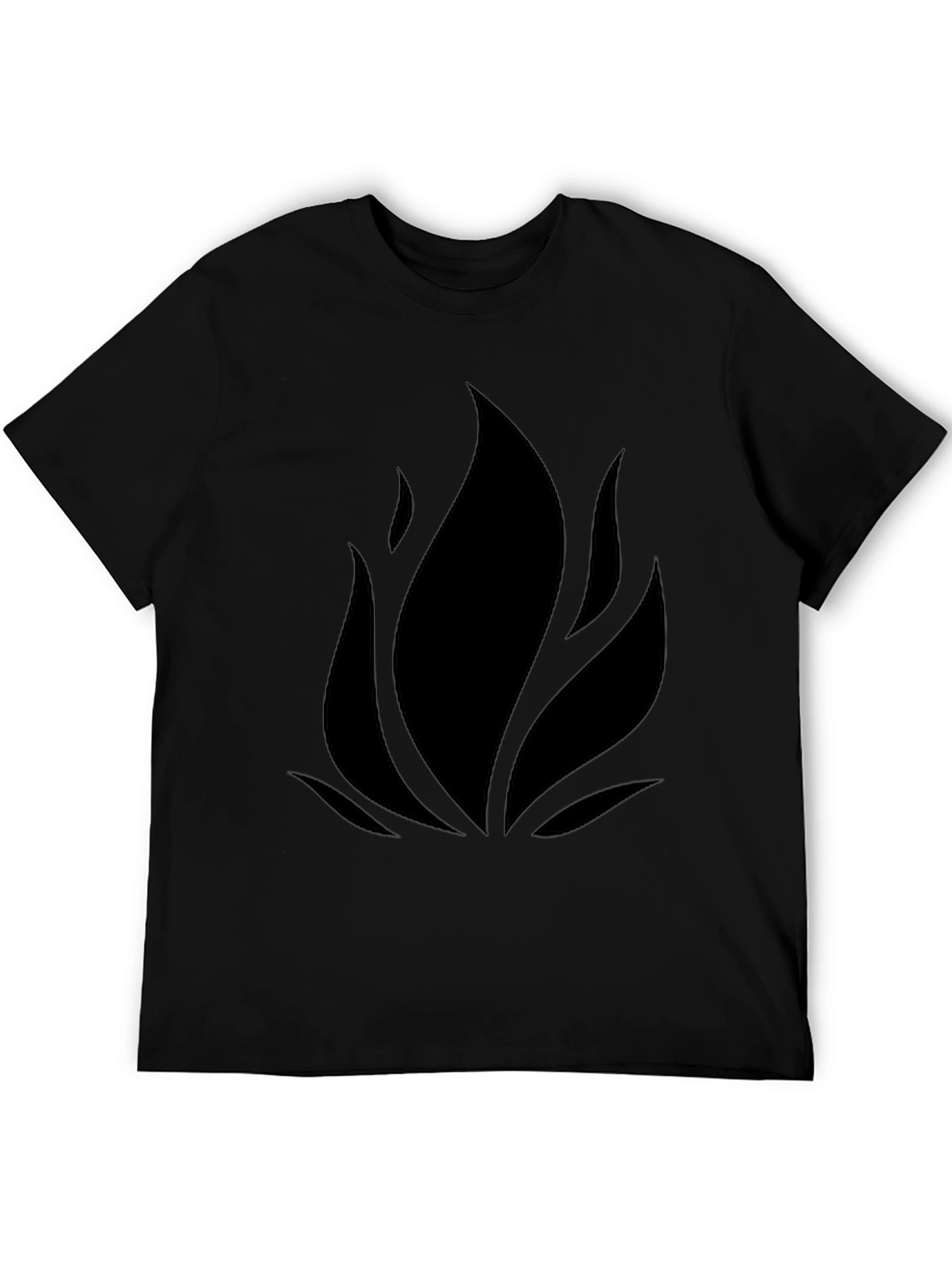 Black Minimalist Flame Graphic Black T-Shirt view 5