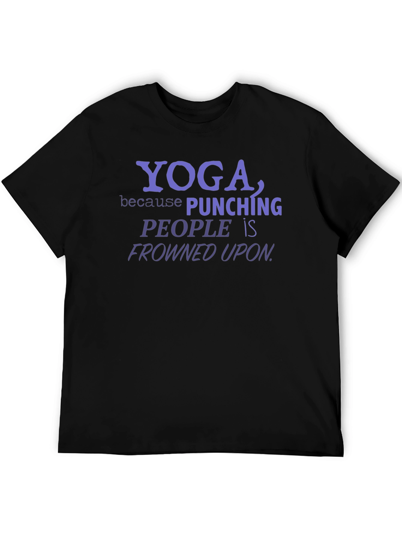 Black Yoga Punching People Funny T-Shirt view 5