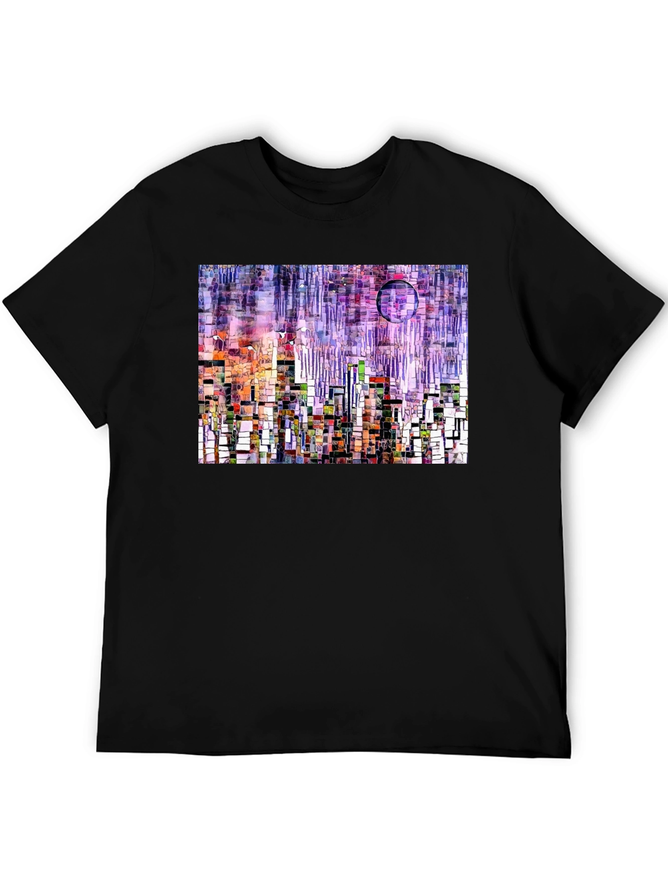 Black Abstract Cityscape Graphic T-Shirt view 5