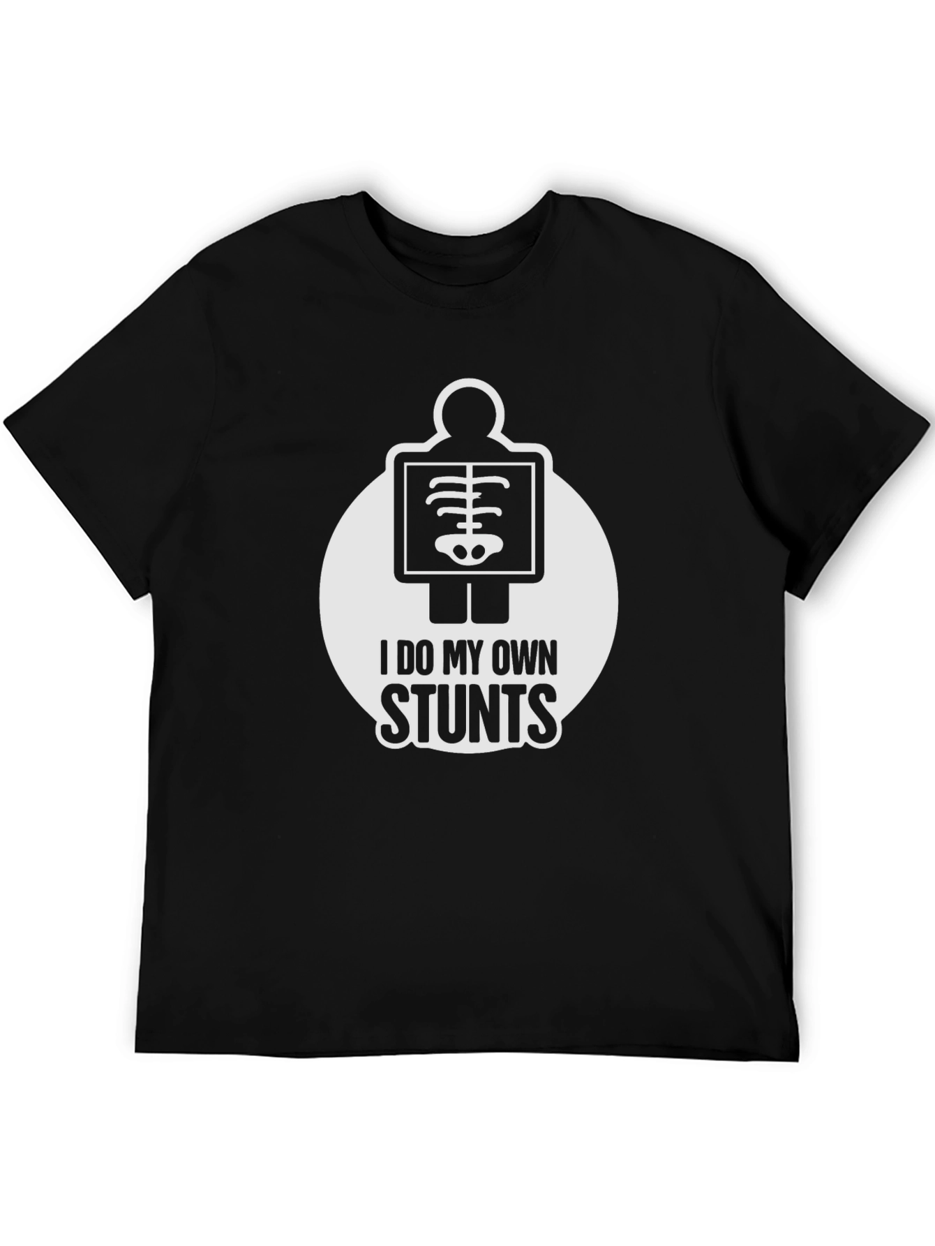 Black I Do My Own Stunts T-Shirt - Novelty X-Ray Design view 5
